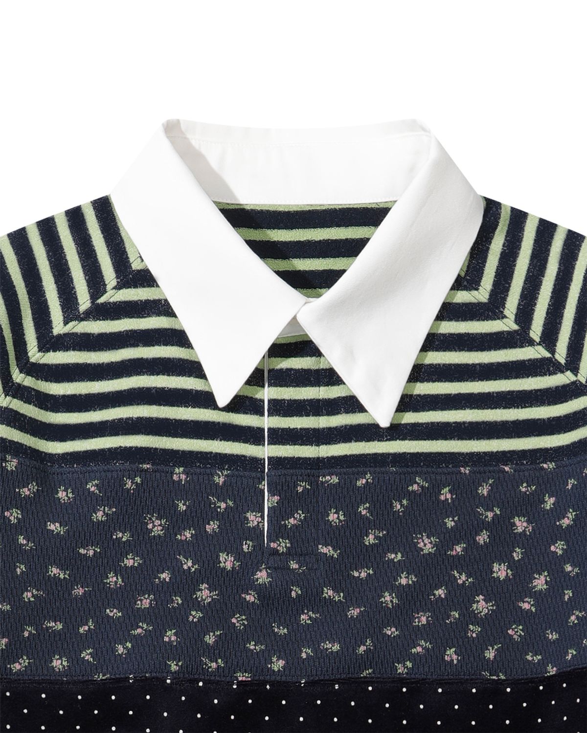 더뮤지엄비지터(THEMUSEUMVISITOR) STRIPE PATCHWORK PK LONG SLEEVE (NAVY)