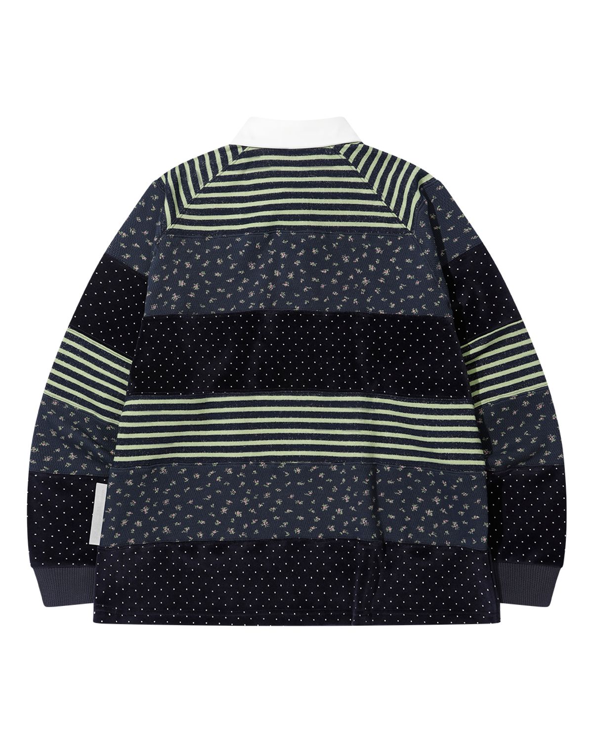 더뮤지엄비지터(THEMUSEUMVISITOR) STRIPE PATCHWORK PK LONG SLEEVE (NAVY)