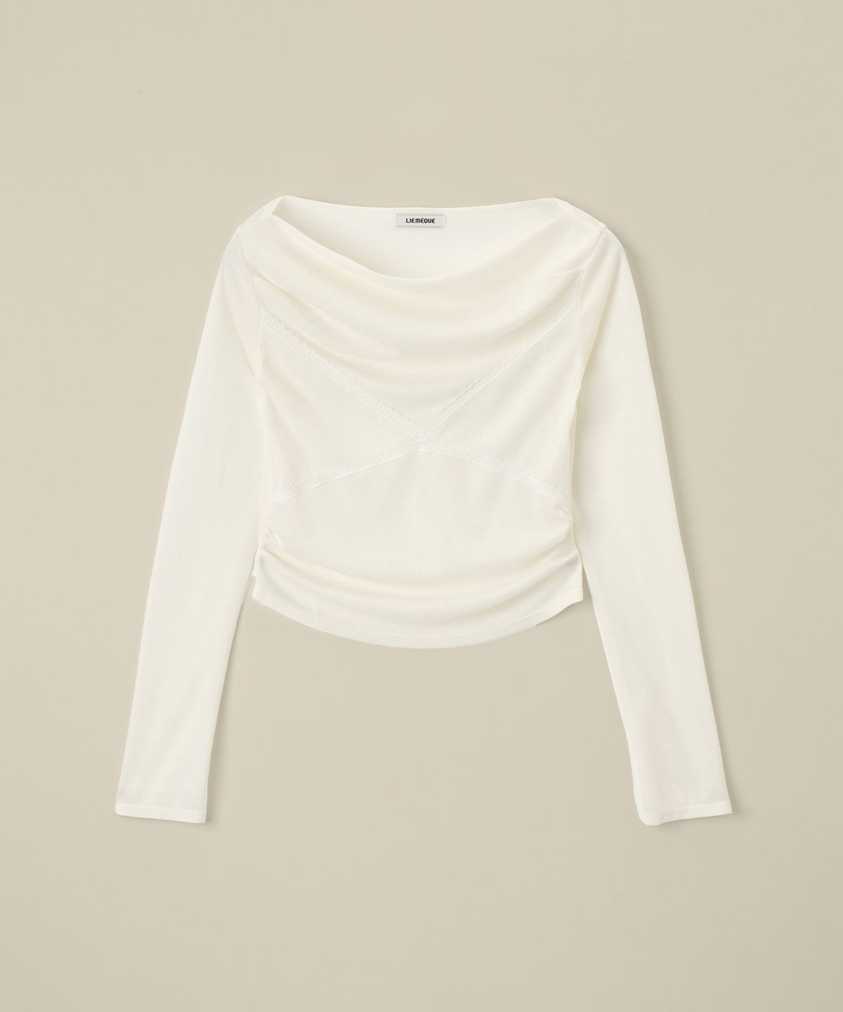 리메크(LIEMÉQUE) 시스루 보트넥 롱슬리브 화이트