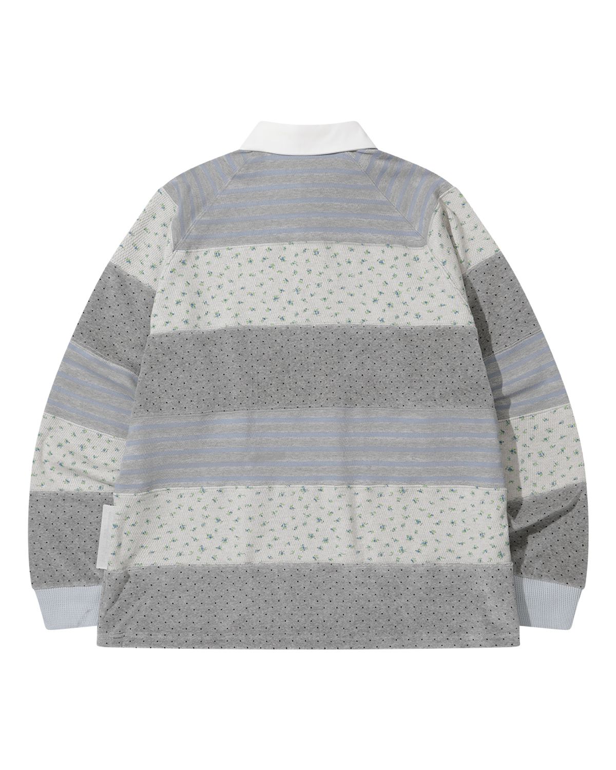 더뮤지엄비지터(THEMUSEUMVISITOR) STRIPE PATCHWORK PK LONG SLEEVE (GREY)