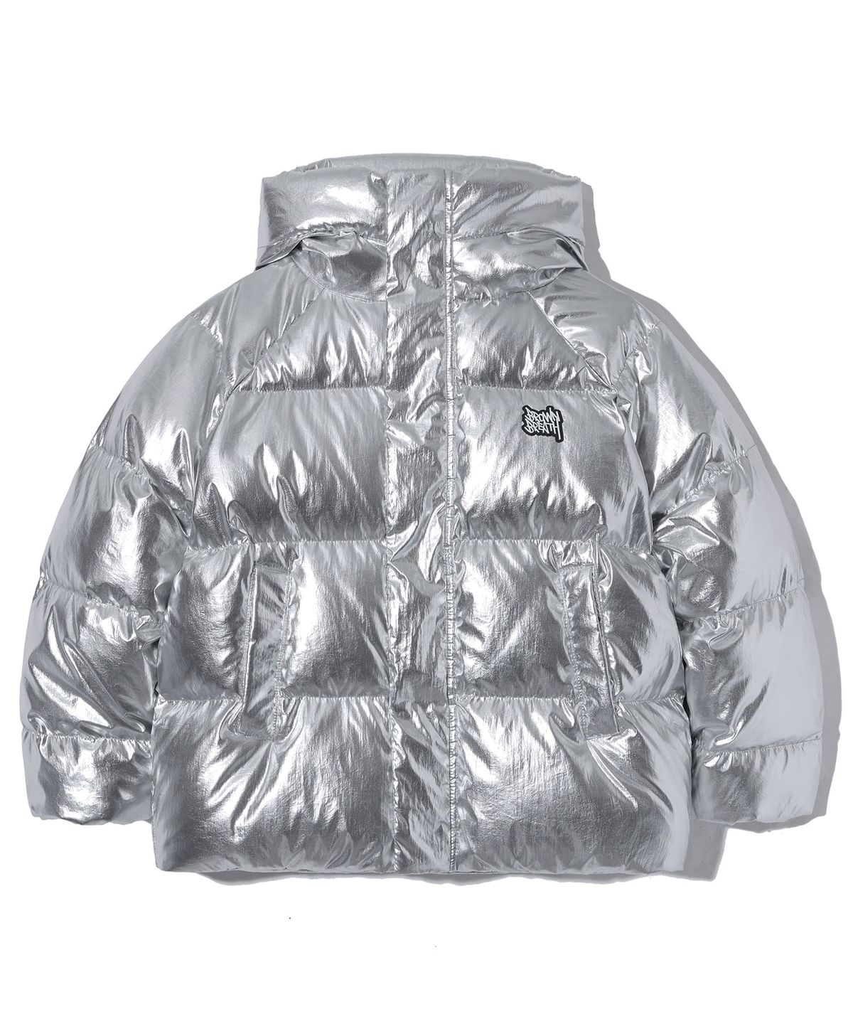 브라운브레스 키즈(BROWNBREATH KIDS) KIDS TAG HOODIE PADDING JUMPER - SILVER