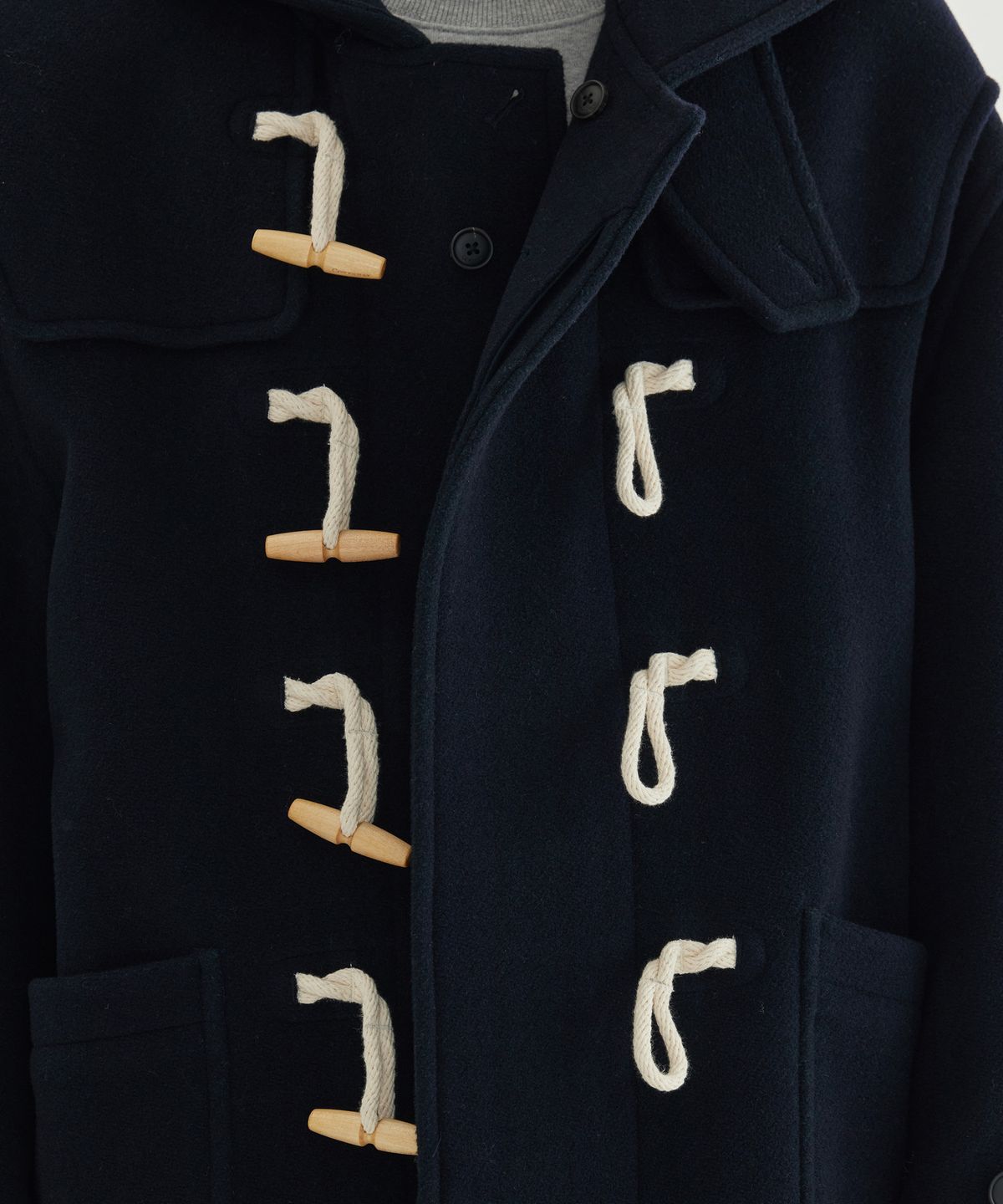 커버낫(COVERNAT) 체크 후드 더플코트 Dark Navy