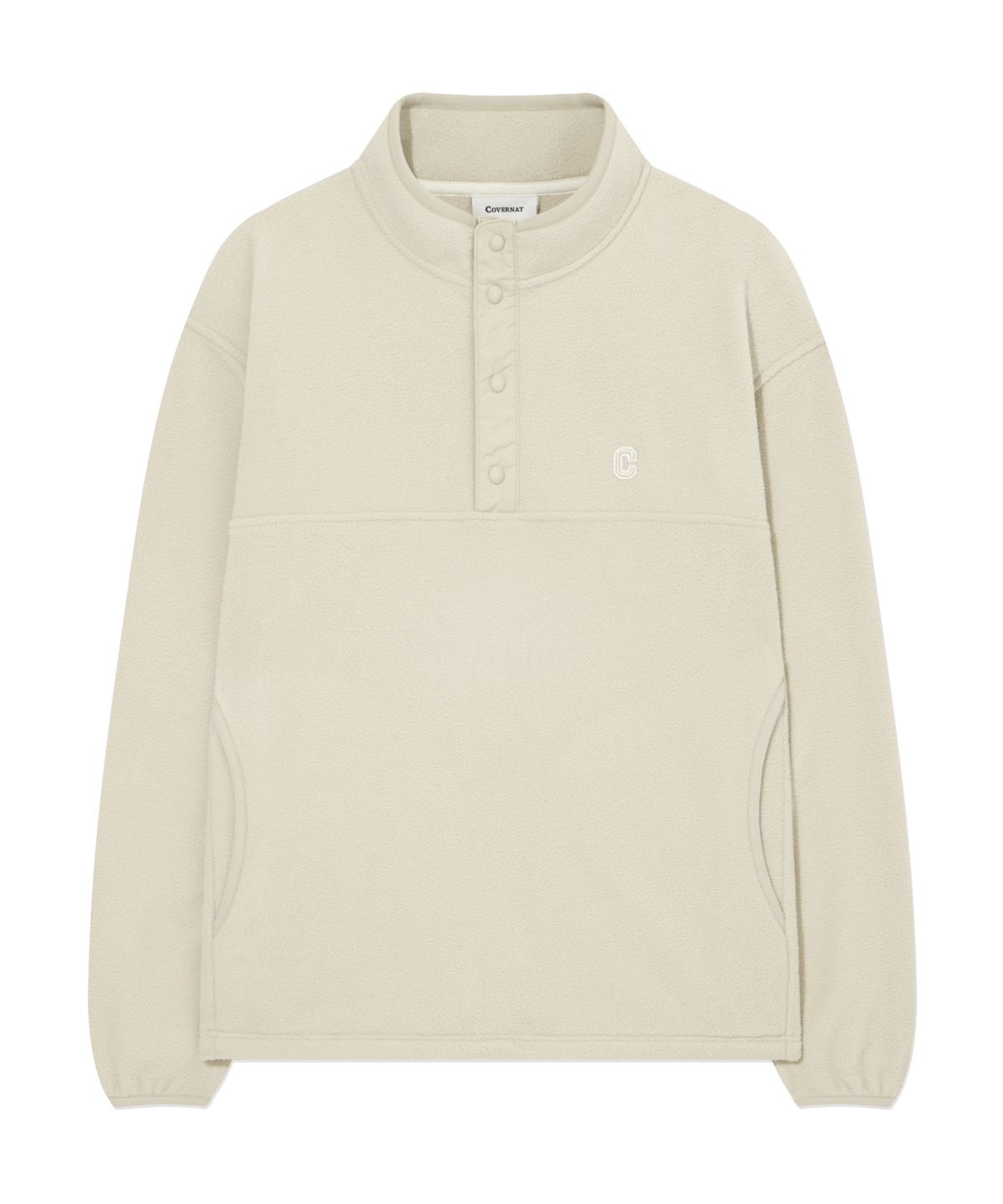 커버낫(COVERNAT) 웜온 플리스 하프집업 맨투맨 Beige