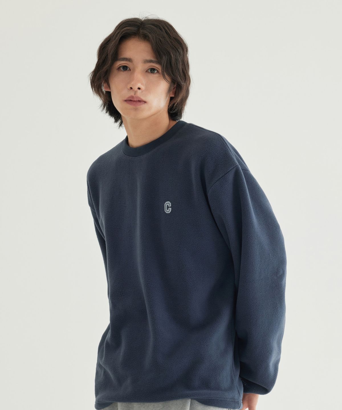 커버낫(COVERNAT) 웜온 플리스 맨투맨 Teal Blue
