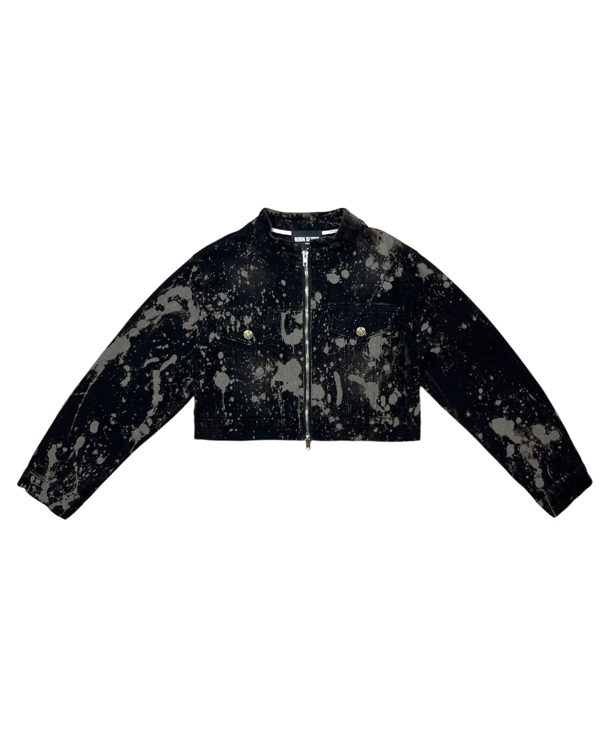 본슬리피(BORN SLIPPY) Addicted Wash Crop Denim Jacket (Black)