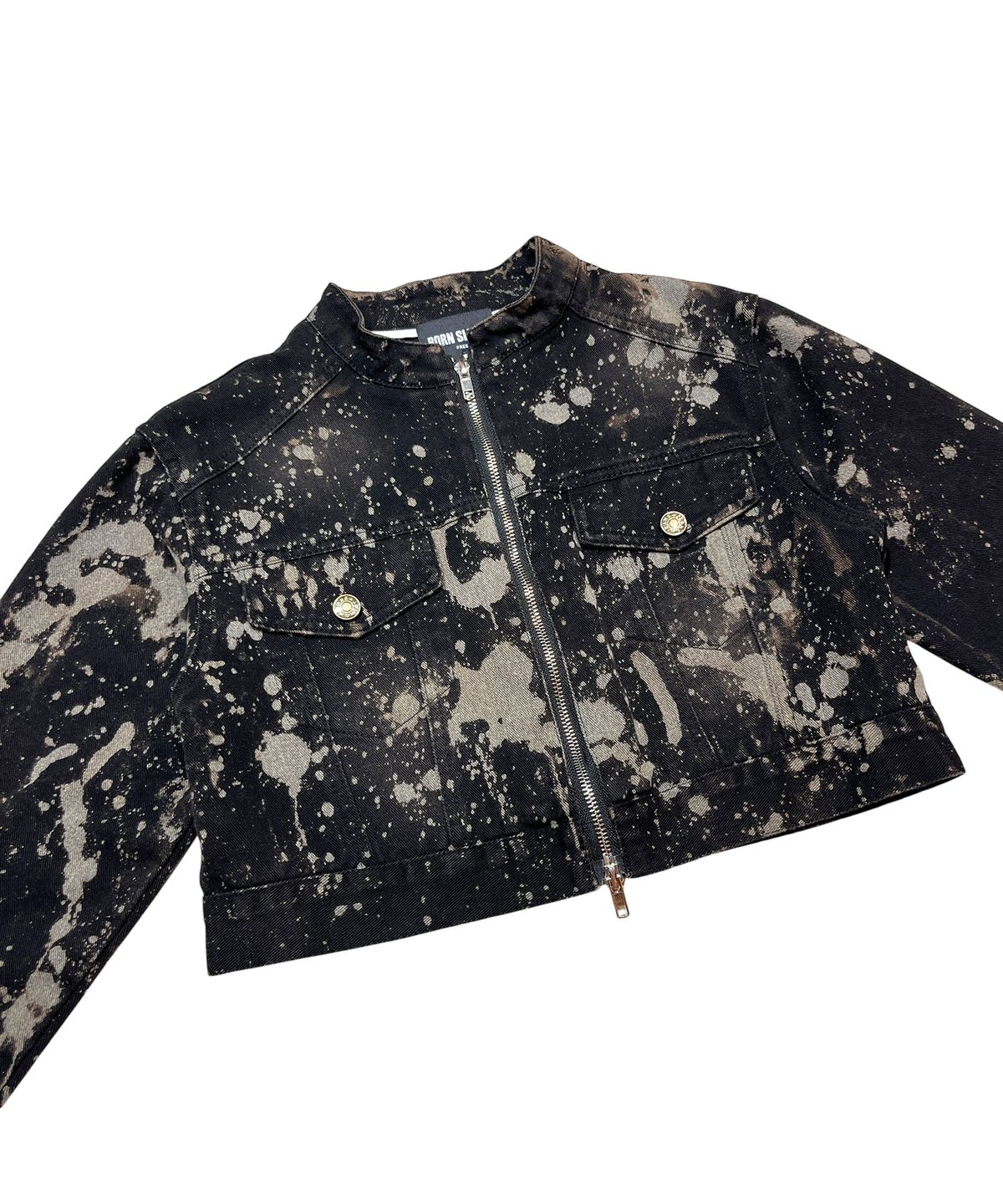 본슬리피(BORN SLIPPY) Addicted Wash Crop Denim Jacket (Black)