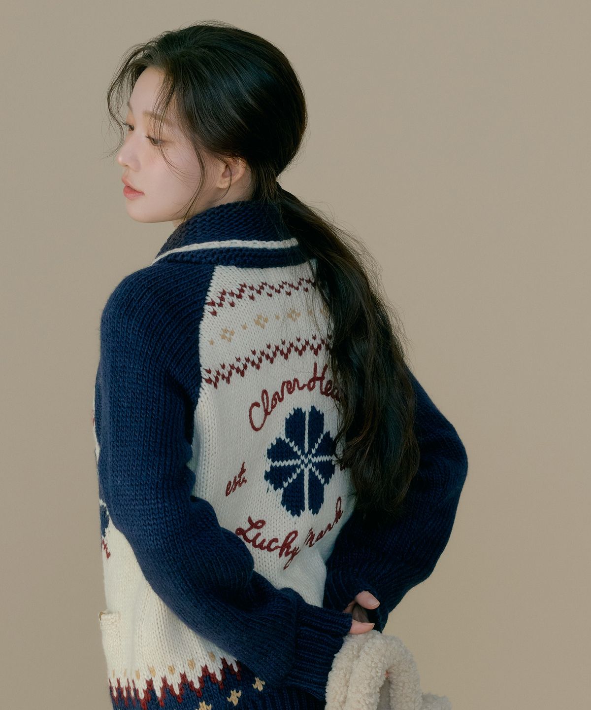 커버낫 우먼(COVERNAT WOMAN) 우먼 울 블렌드 코위찬 집업 가디건 Dark Navy