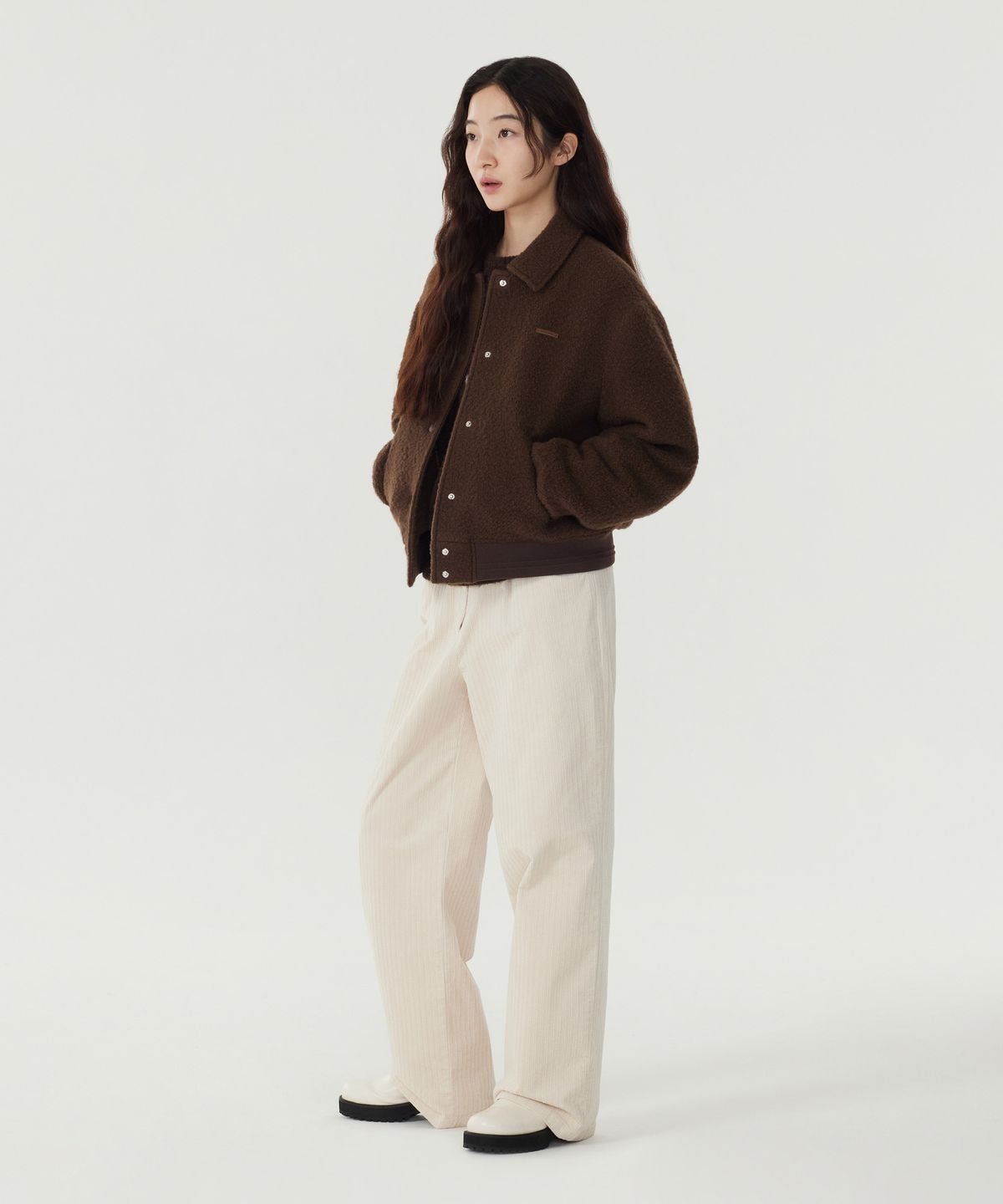 커버낫 우먼(COVERNAT WOMAN) 우먼 울 바시티 자켓 Dark Navy