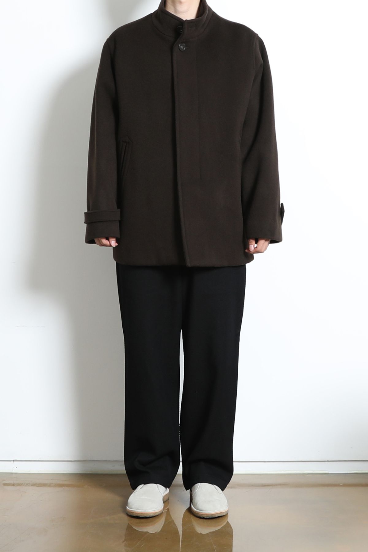 홀리선(HORLISUN) Baron Wool Half Coat Dark Brown