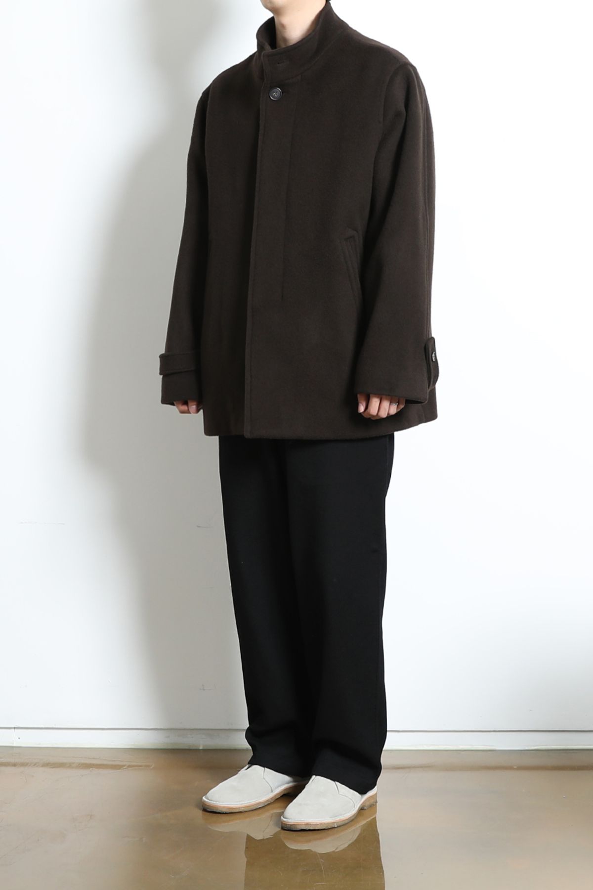 홀리선(HORLISUN) Baron Wool Half Coat Dark Brown