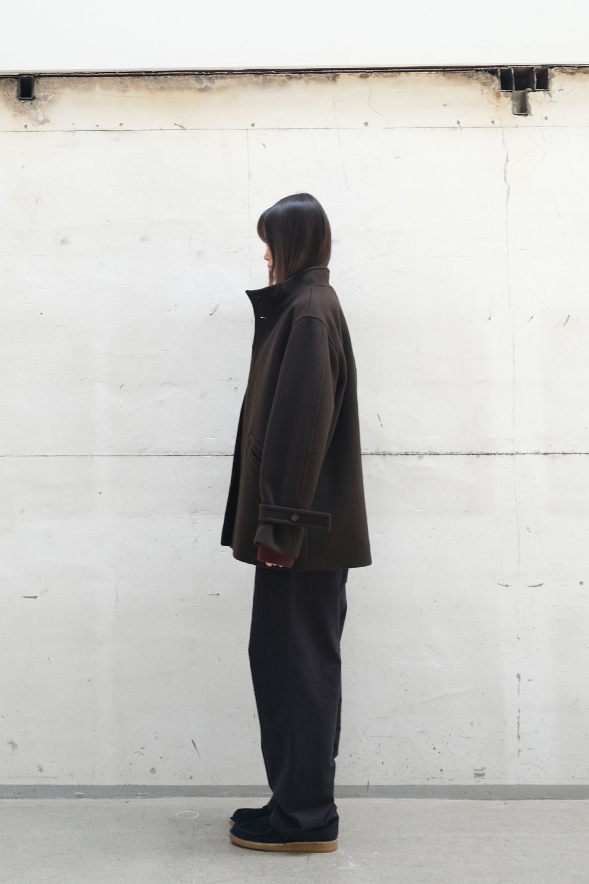 홀리선(HORLISUN) Baron Wool Half Coat Dark Brown