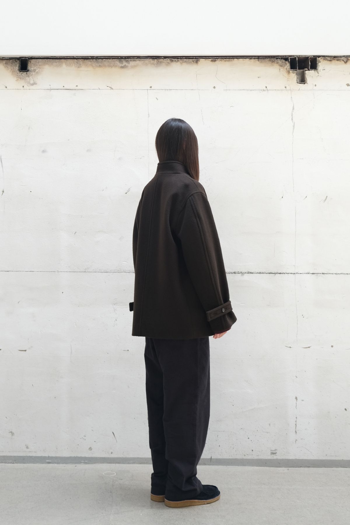 홀리선(HORLISUN) Baron Wool Half Coat Dark Brown