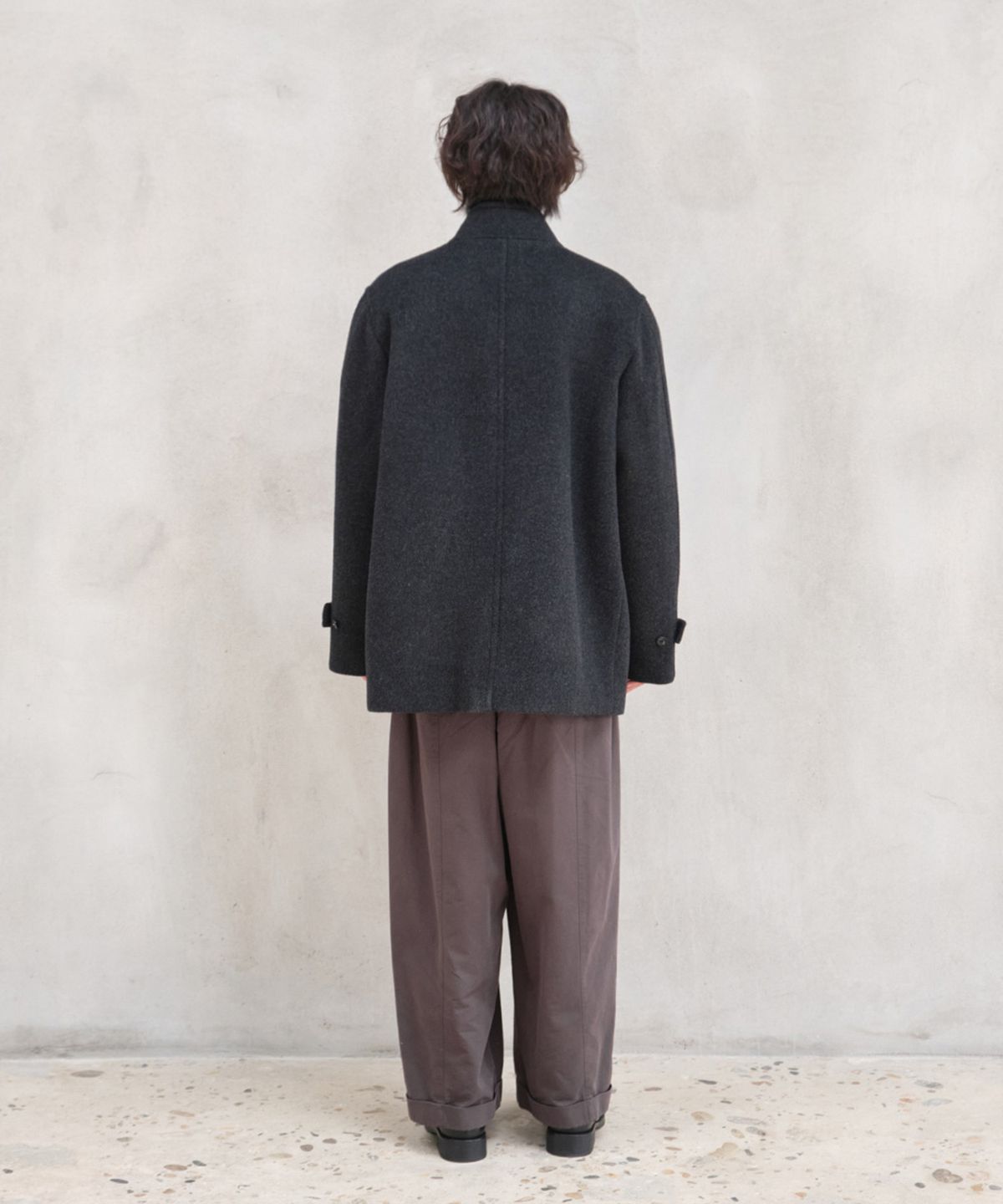 홀리선(HORLISUN) Baron Wool Half Coat Dark Navy