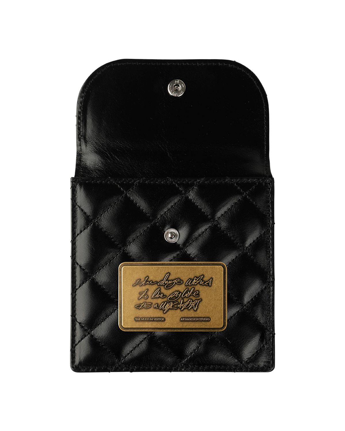 더뮤지엄비지터(THEMUSEUMVISITOR) METAL PLATE QUILTING CARD WALLET (BLACK)