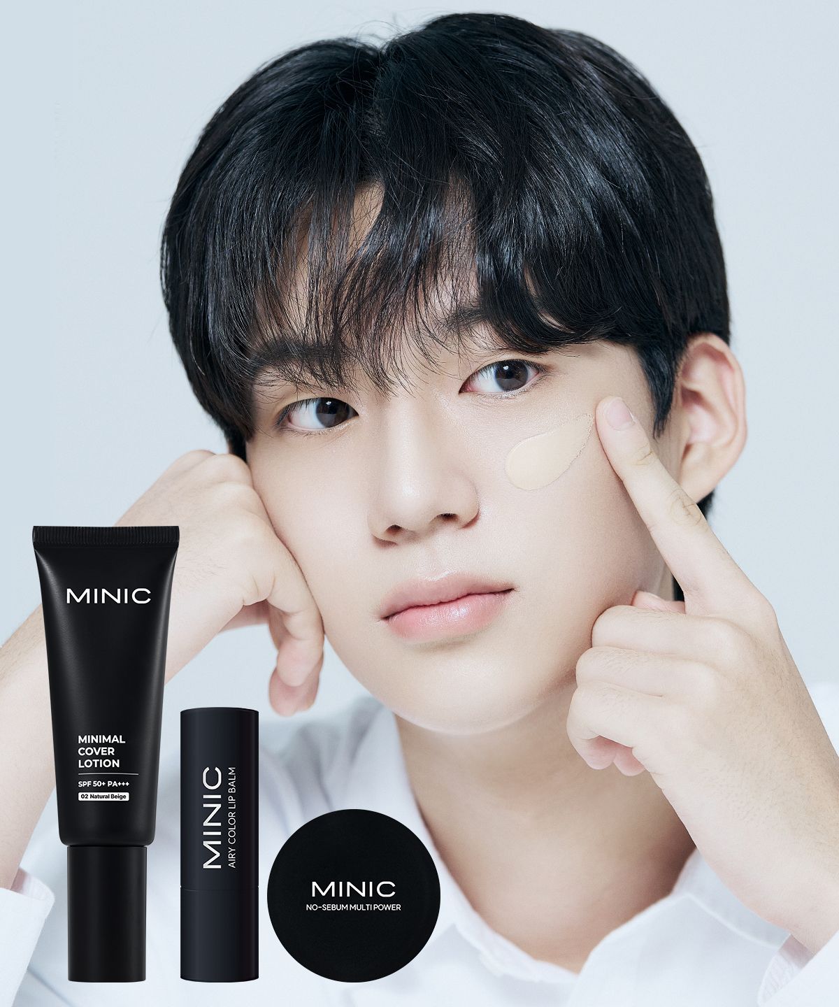 미닉(MINIC) 미니멀 커버 로션 01호 40ml + 에어리 립밤 4.7g + 노세범 멀티 파우더 5g