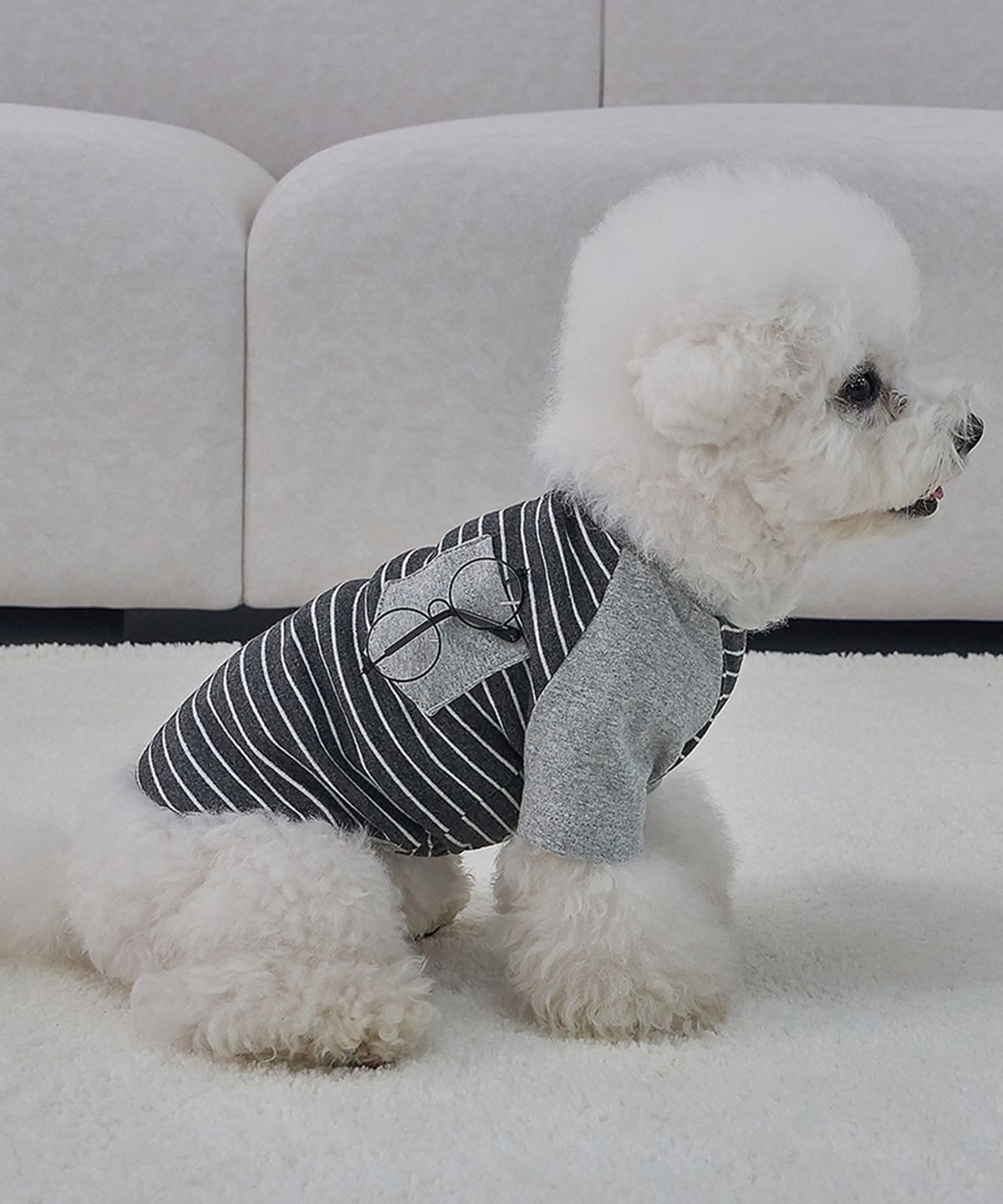 도그아이(DOGI) 강아지 포켓단가라 티셔츠 그레이
