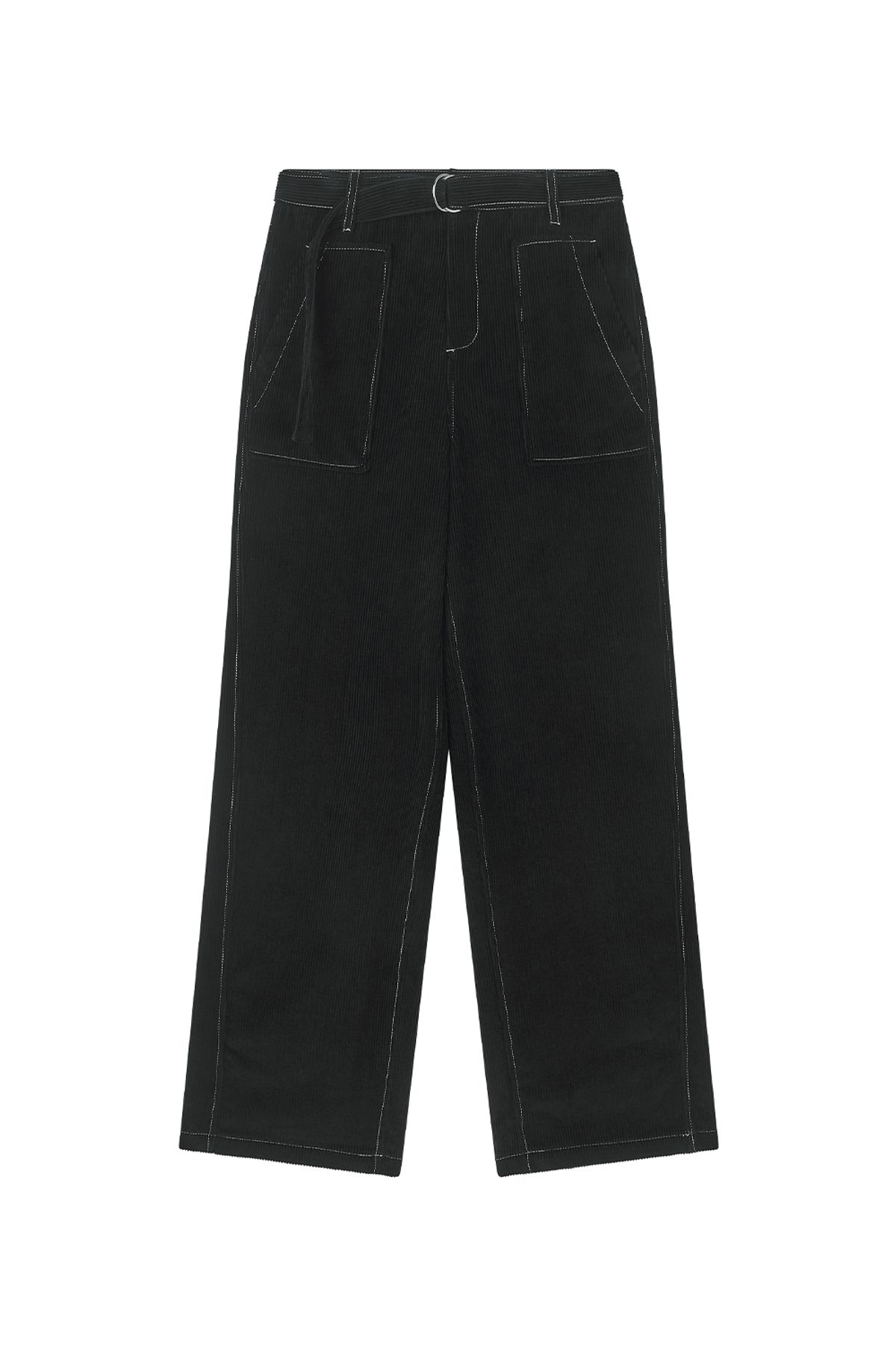 미드앤로우(MIDNLOW) Stitched Corduroy Pants (Black)