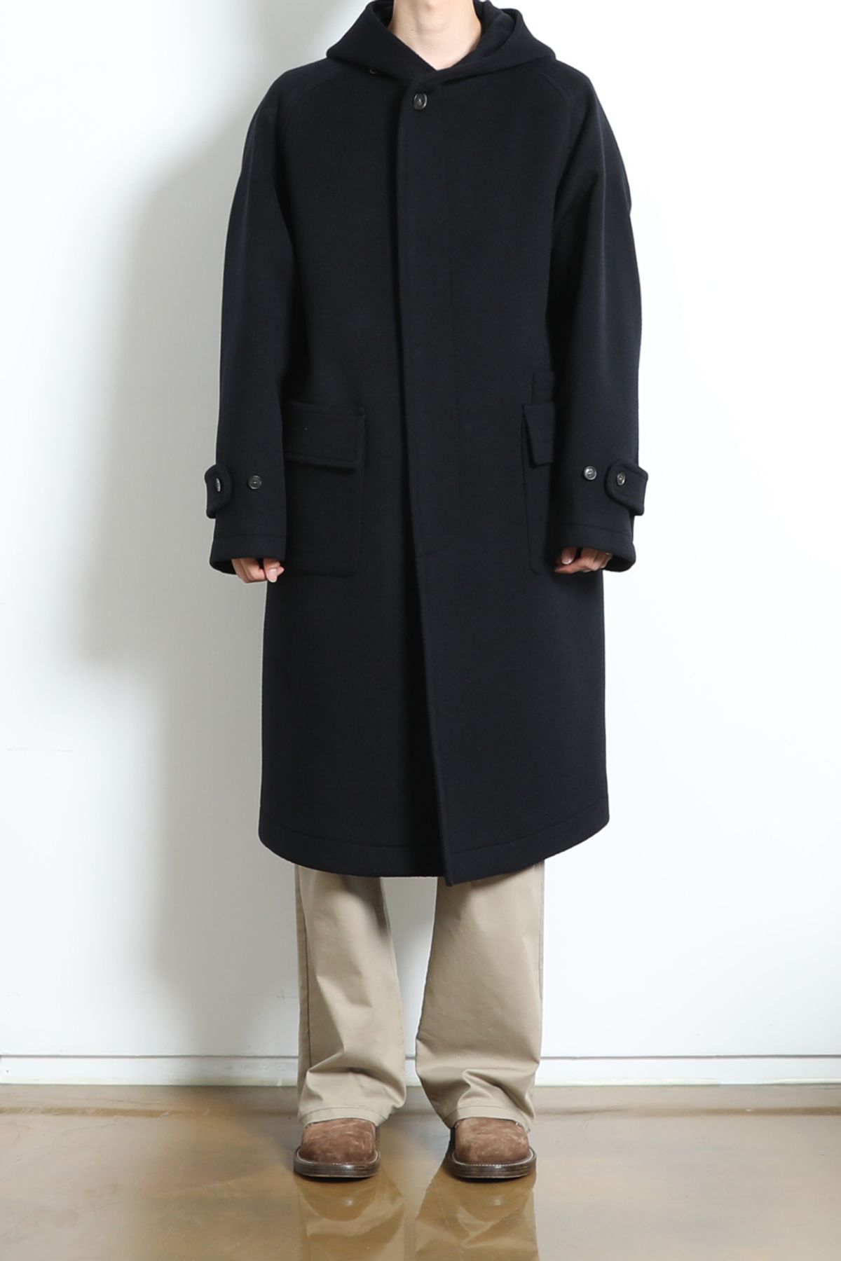 홀리선(HORLISUN) Longgrove Wool Hood Coat Dark Navy