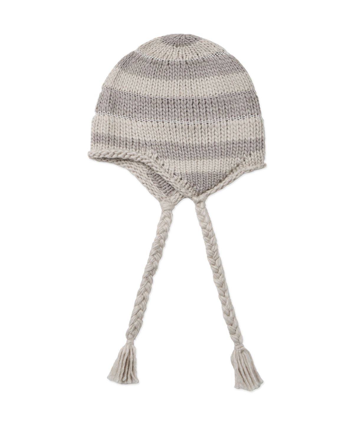 디미토(DIMITO) CROCHET STRIPE EAR FLAP BEANIE GREY