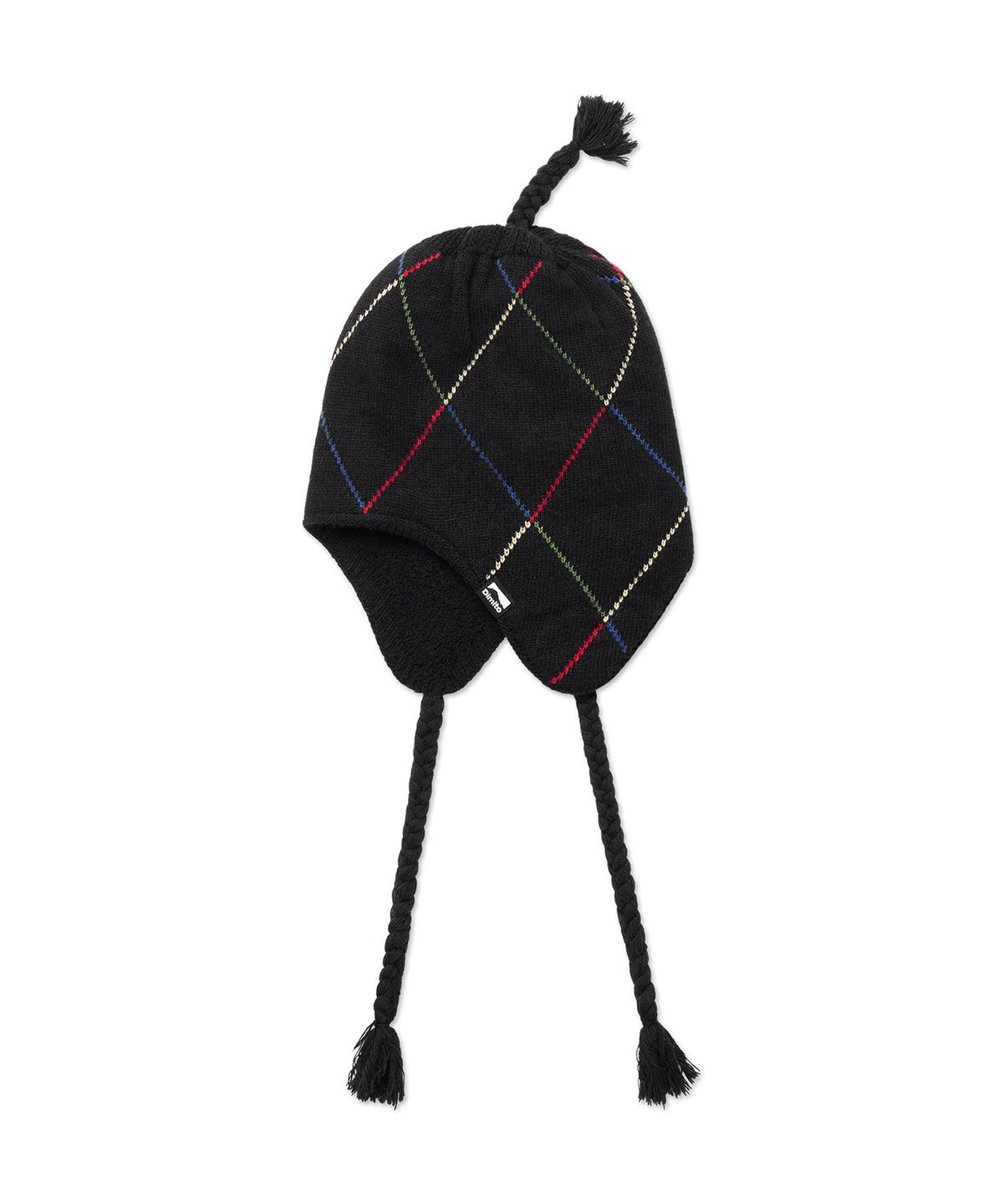 디미토(DIMITO) LINED ARGYLE EAR FLAP BEANIE BLACK