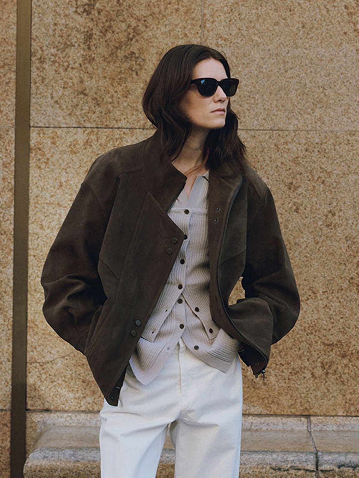 루에브르(LOEUVRE) Asymmetric Placket Faux Suede Jacket SL5XJ830-B8
