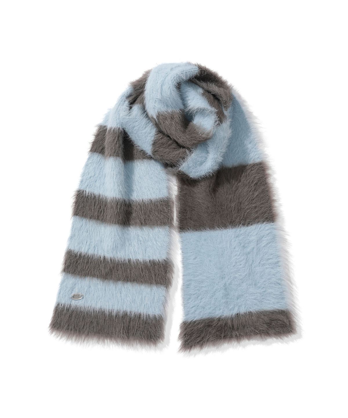 코드그라피(CGP) 헤어리 스트라이프 머플러_그레이쉬블루