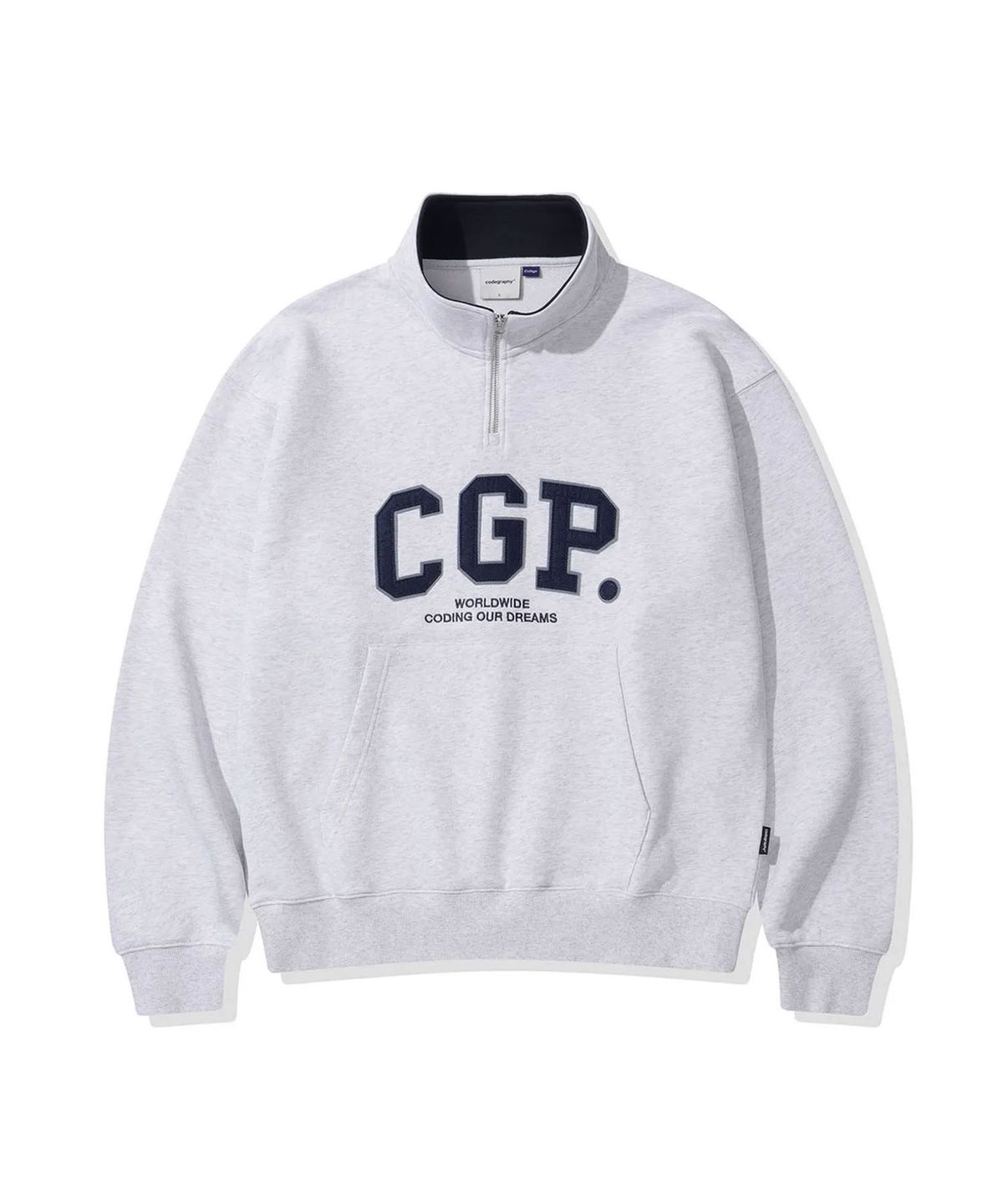 코드그라피(CGP) CGP 아치 로고 하프 집업_멜란지그레이