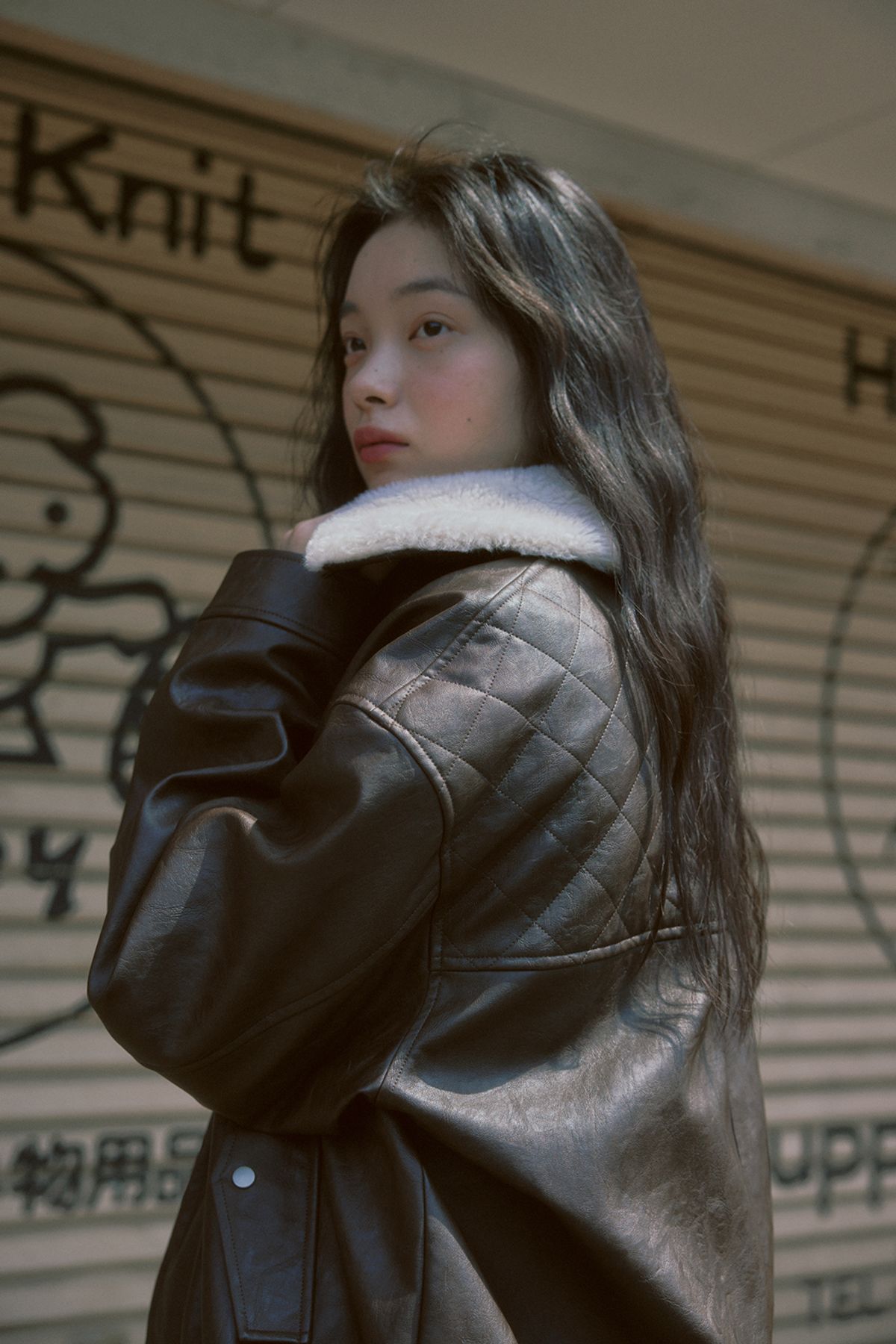 애프터아워즈(AFTERHOURS) DETACHABLE FUR COLLAR LEATHER BLOUSON (BROWN)