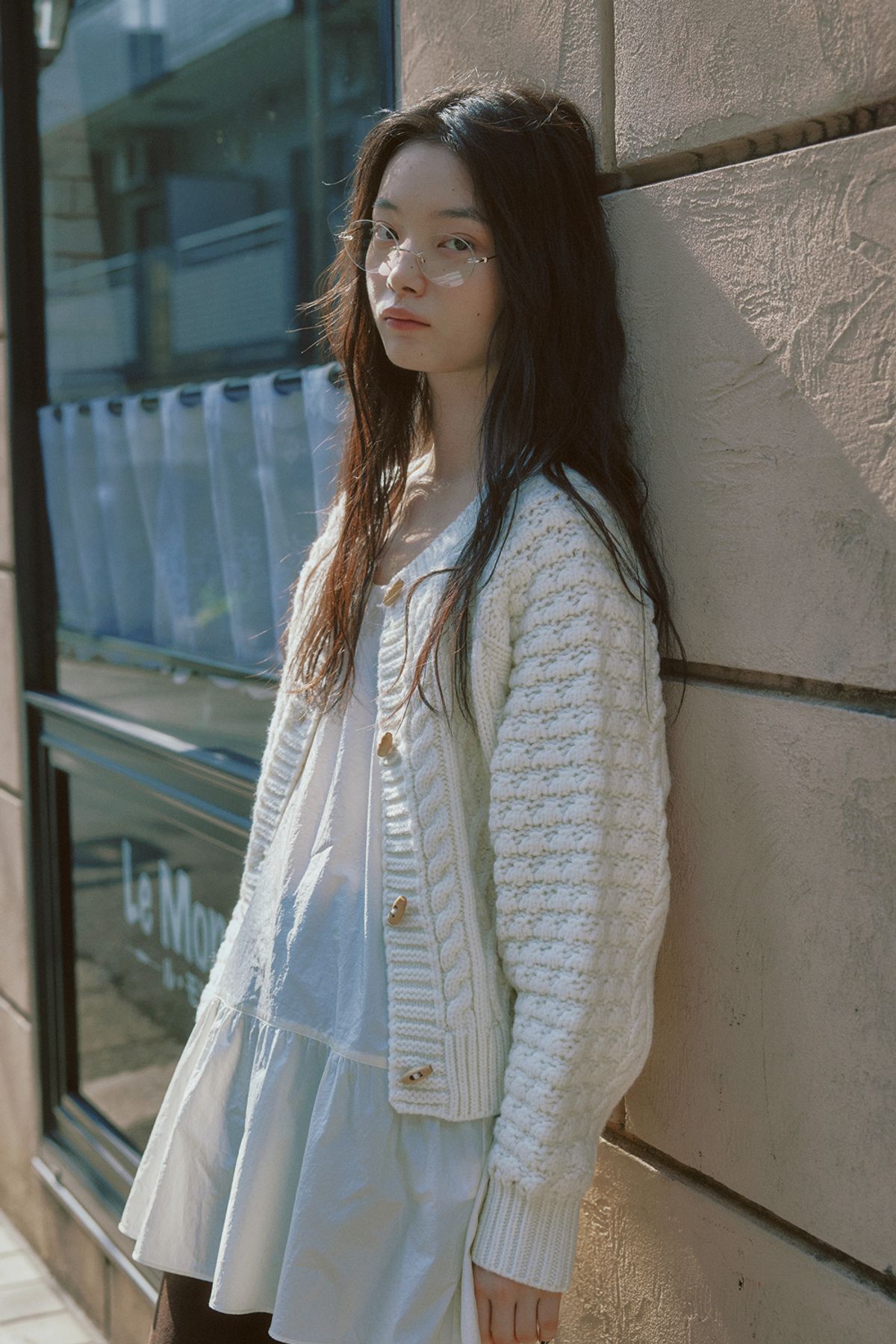 애프터아워즈(AFTERHOURS) COZY CABLE KNIT CARDIGAN (IVORY)