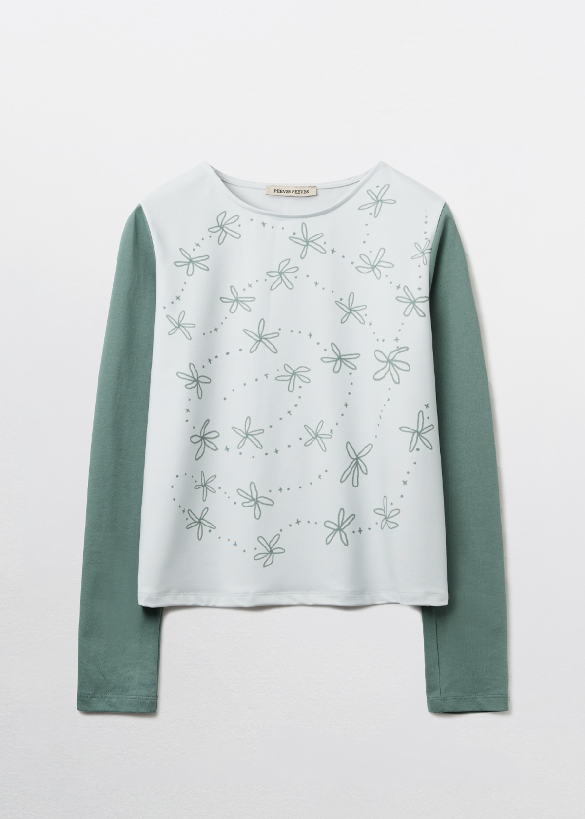 피브스피브스(PEEVES PEEVES) Handwriting Flower Long Sleeve Top / Green