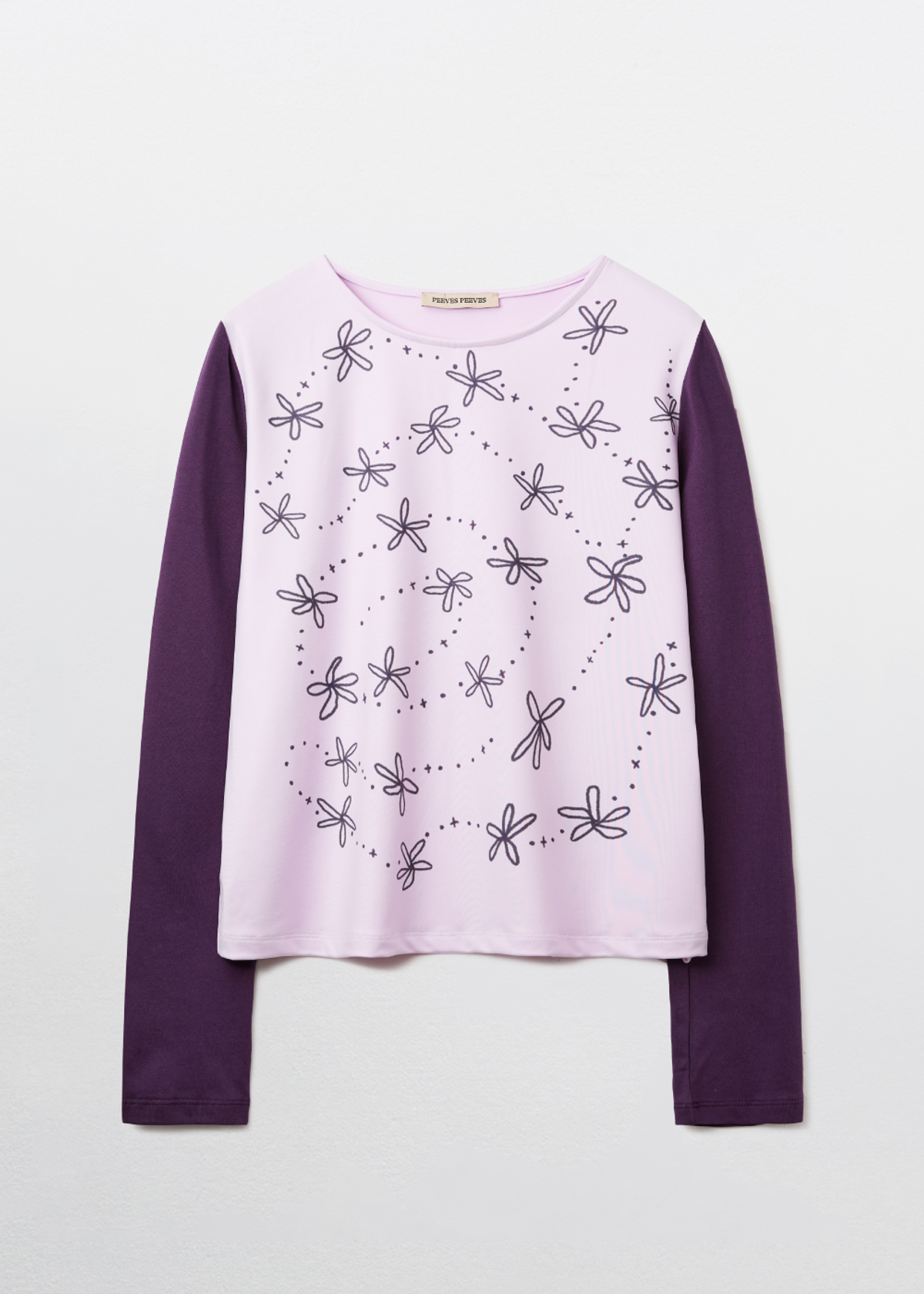 피브스피브스(PEEVES PEEVES) Handwriting Flower Long Sleeve Top / Pink