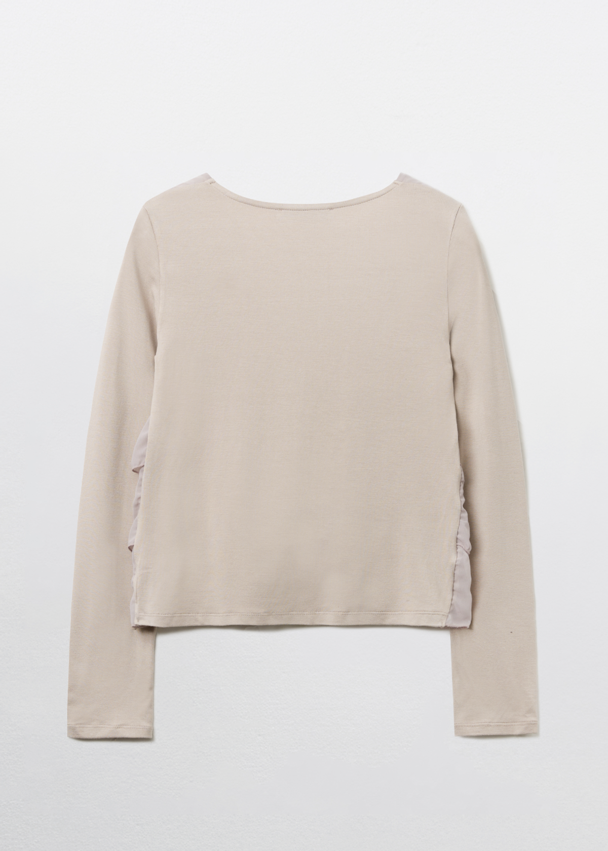 피브스피브스(PEEVES PEEVES) Tiered Ruffle Long Sleeve Top / Beige