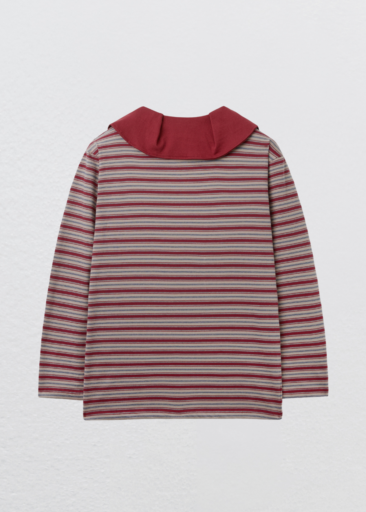 피브스피브스(PEEVES PEEVES) Stripe Big Collar Jersey Top / Burgundy
