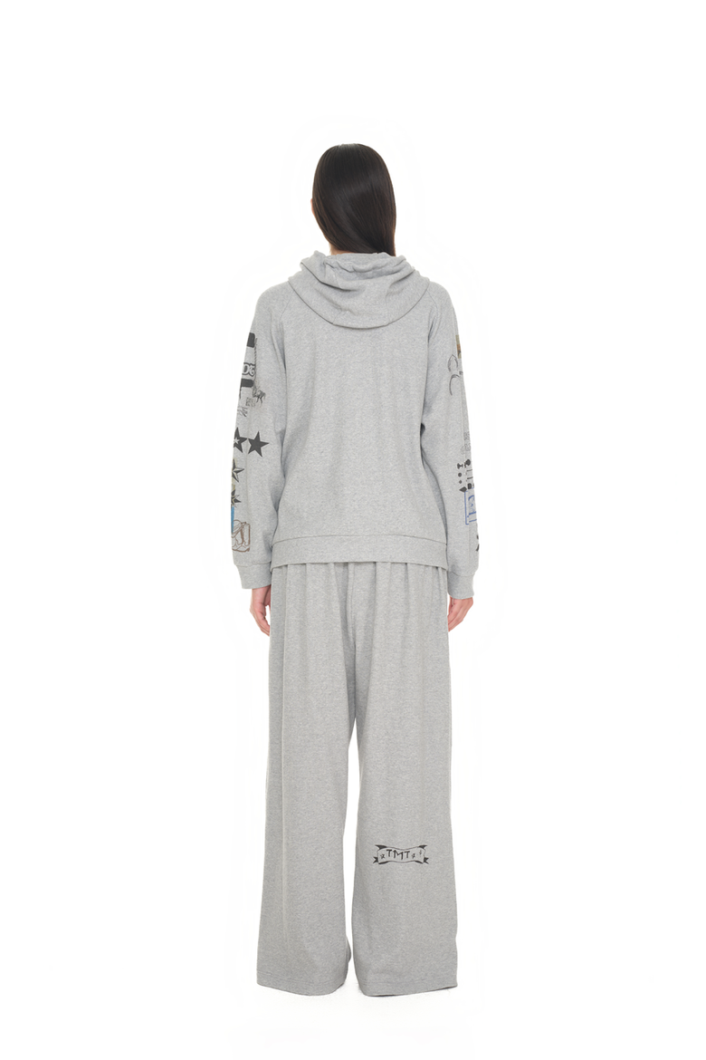トップス TOOMUCHTAX PRINTED WAFFLE ZIP-UP HOODIE PRINTED WAFFLE ZIP-UP HOODIE (IVORY) | toomuchtax