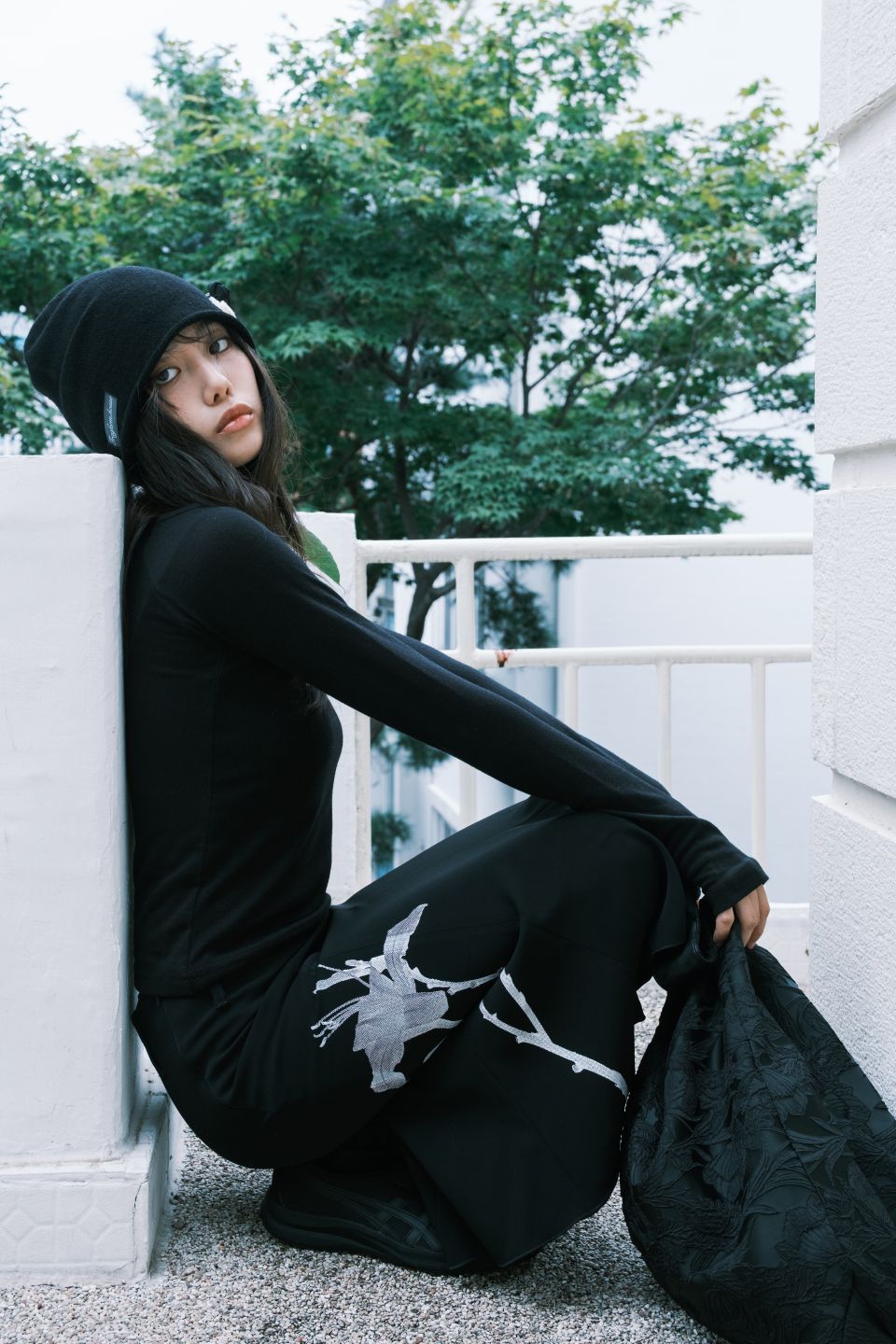 MUSINSA | FRAGFARM Day Lily Midi Skirt (Black)