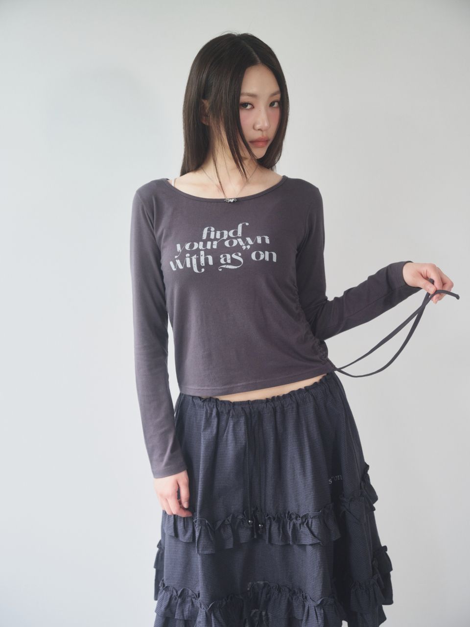 MUSINSA | ASON CHECK KANGKANG MIDI SKIRT / NAVY