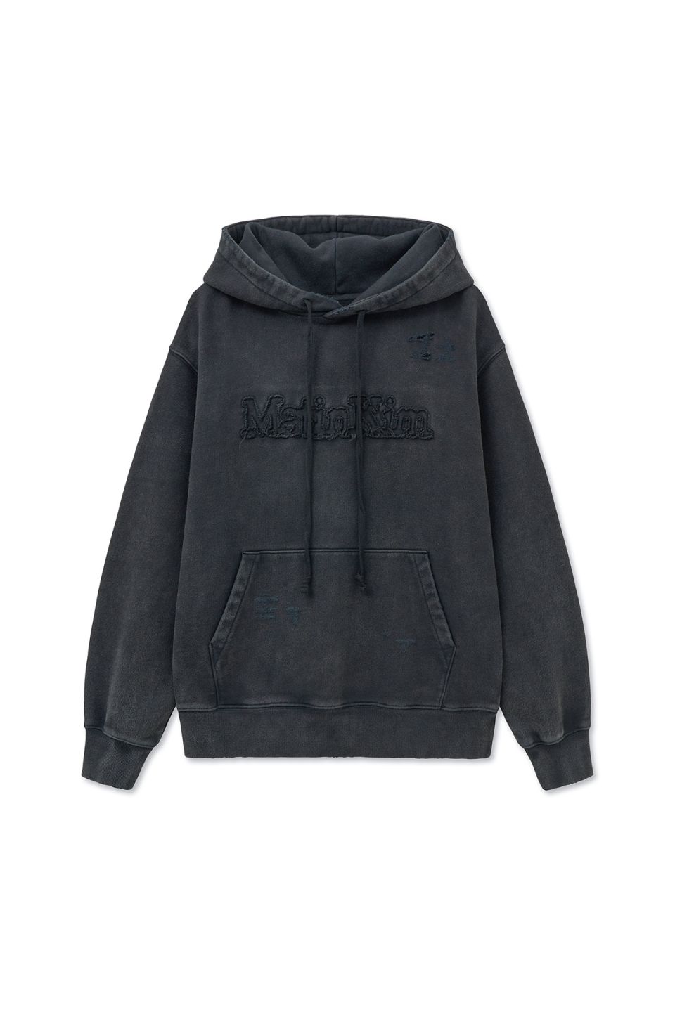 MUSINSA公式 | MATIN KIM VINTAGE COLOR DYING LOGO HOODY IN CHARCOAL