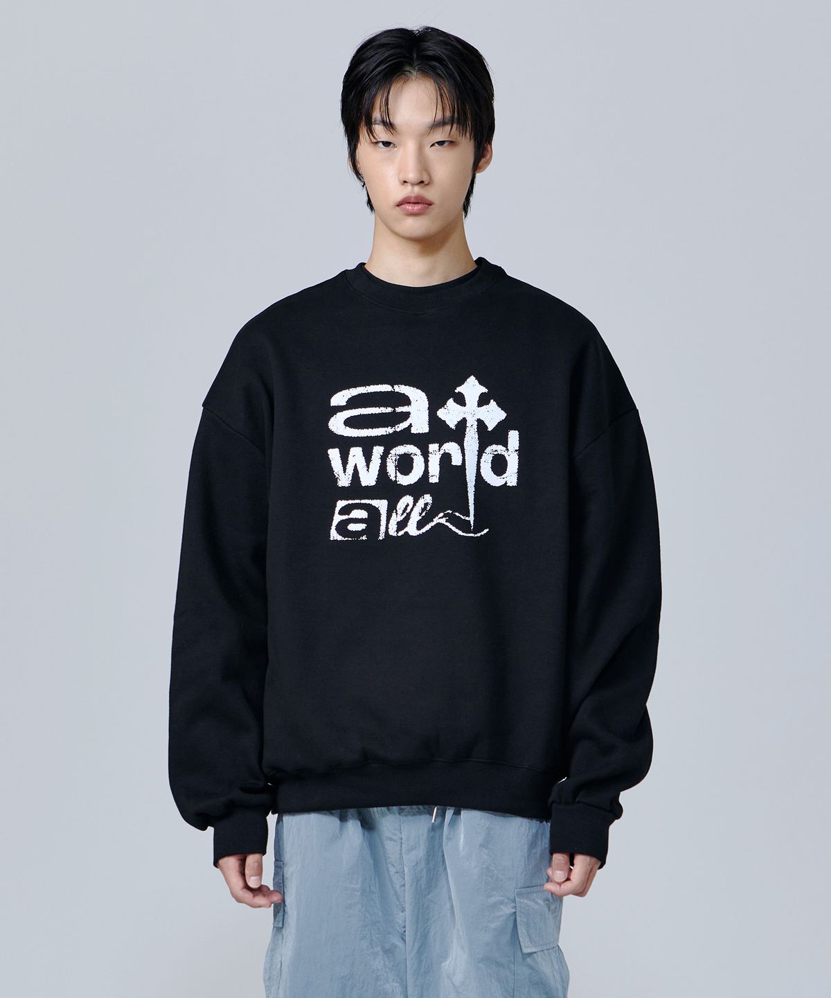 어 월드 올(A WORLD ALL) AWA CROSS 오버핏 맨투맨(SAMAWA-0006)
