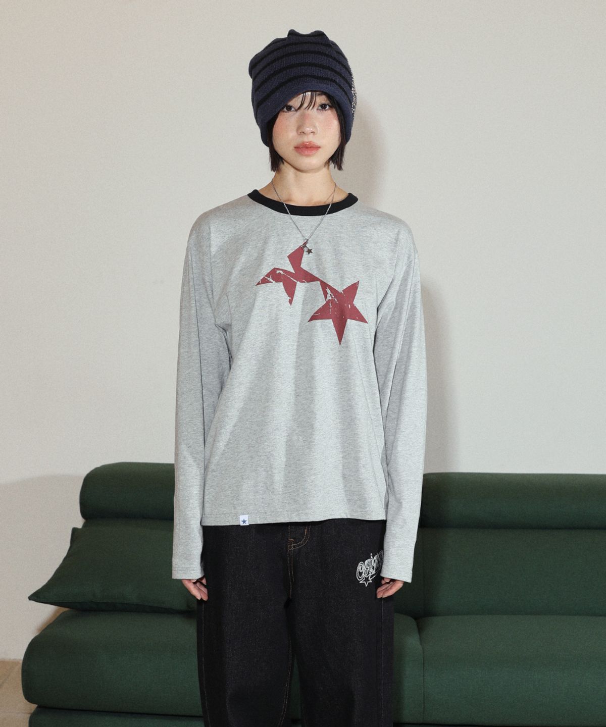 카비시(CAVISH) TWIN STAR RINGER LS TEE GREY(CV2FFUT577A)