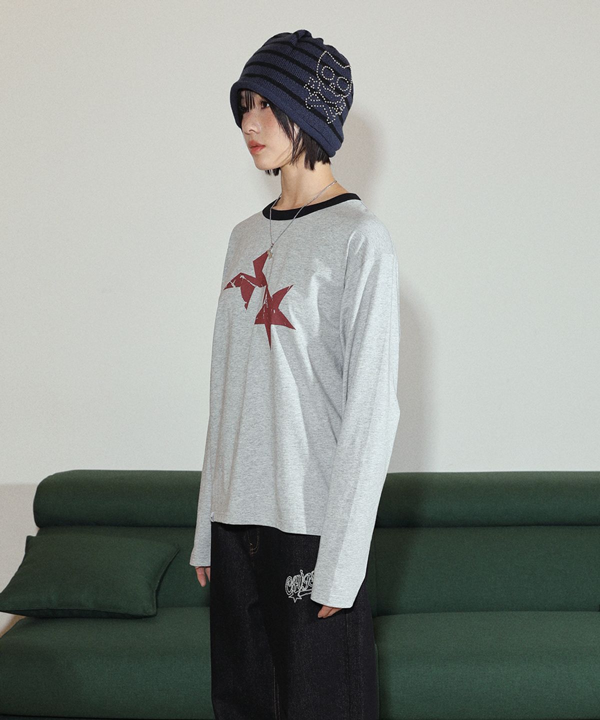 카비시(CAVISH) TWIN STAR RINGER LS TEE GREY(CV2FFUT577A)