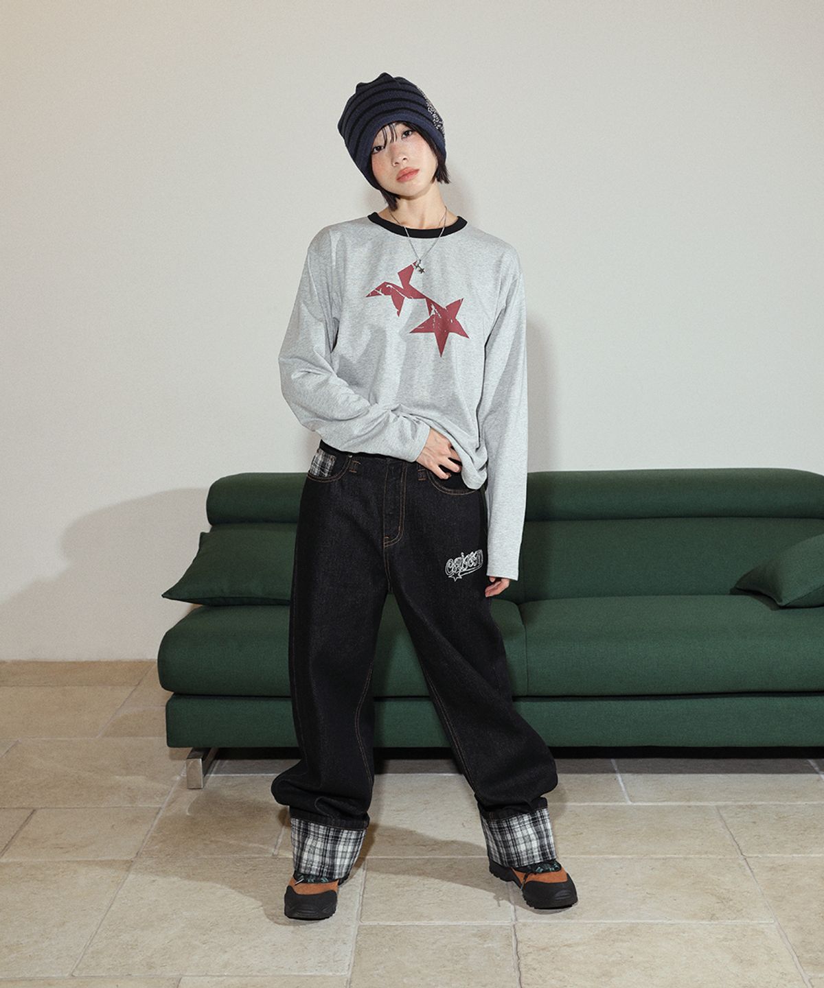 카비시(CAVISH) TWIN STAR RINGER LS TEE GREY(CV2FFUT577A)