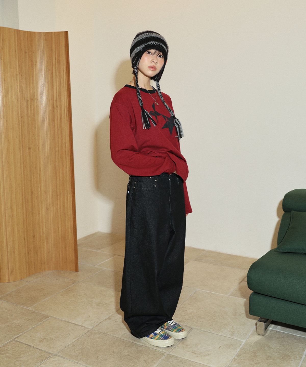 카비시(CAVISH) TWIN STAR RINGER LS TEE BURGUNDY(CV2FFUT577A)