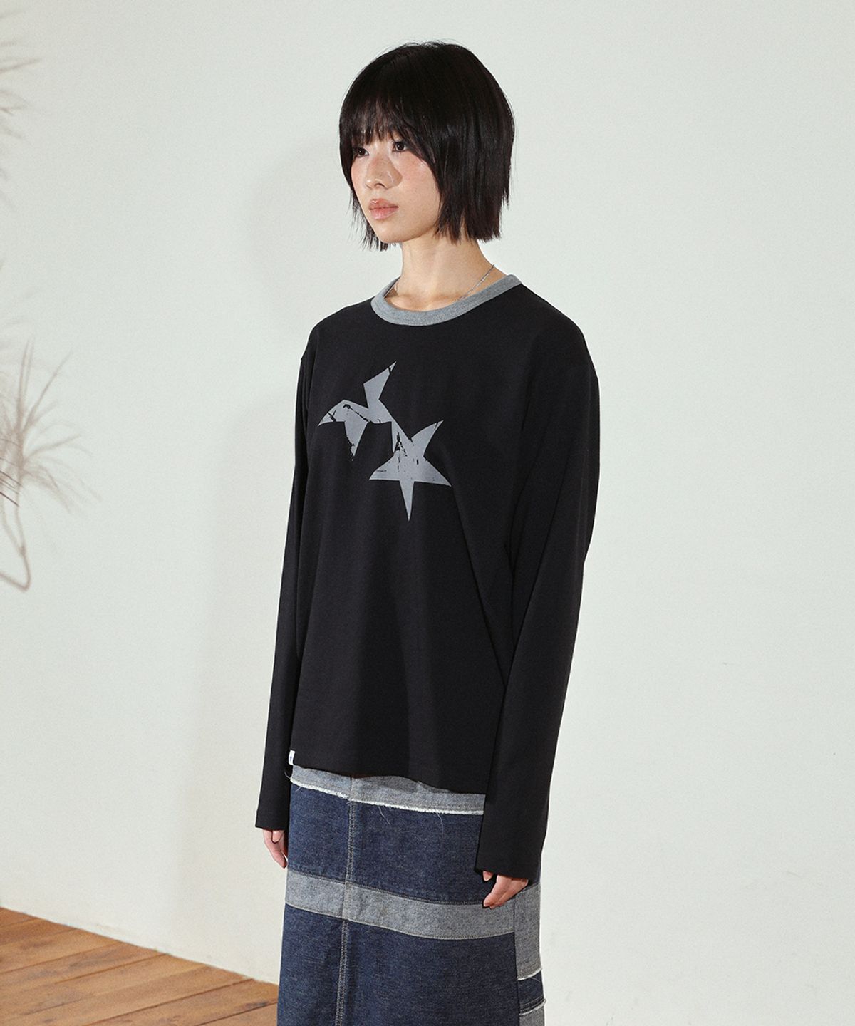 카비시(CAVISH) TWIN STAR RINGER LS TEE BLACK(CV2FFUT577A)
