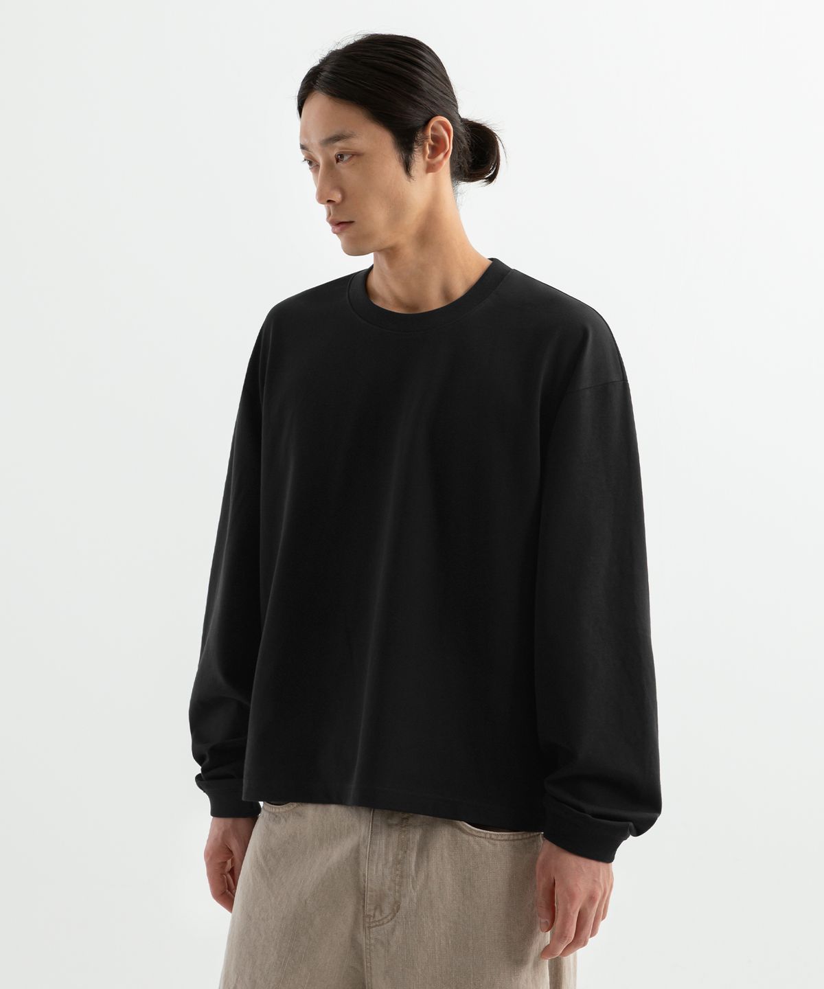 브렌슨(BRENSON) 컴포트 오버핏 시보리 크롭 긴팔티 ( 3Color )