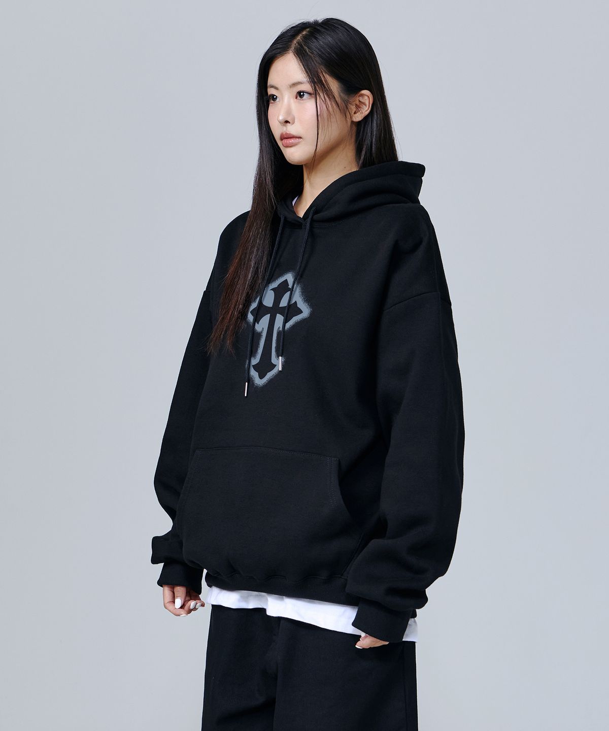 어 월드 올(A WORLD ALL) CSROSS SPRAY 오버핏 후드(SAHAWA-0008)