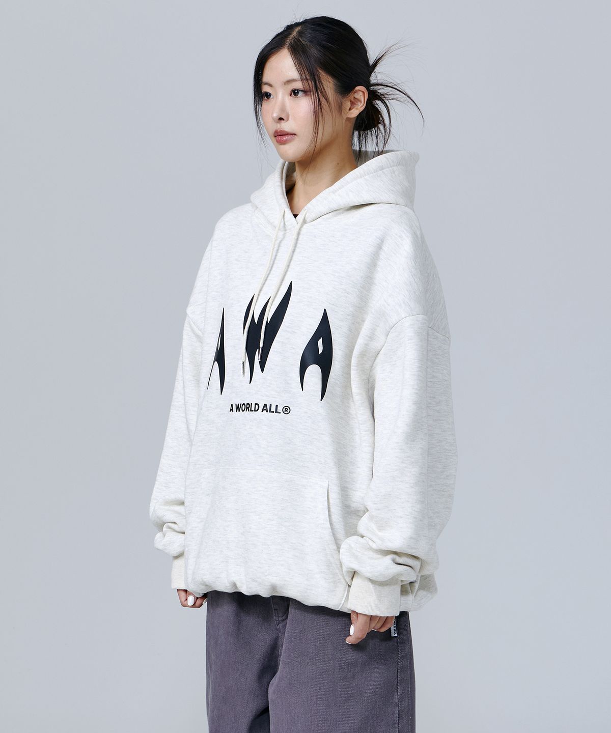 어 월드 올(A WORLD ALL) LOGO TYPE 오버핏 후드(SAHAWA-0010)