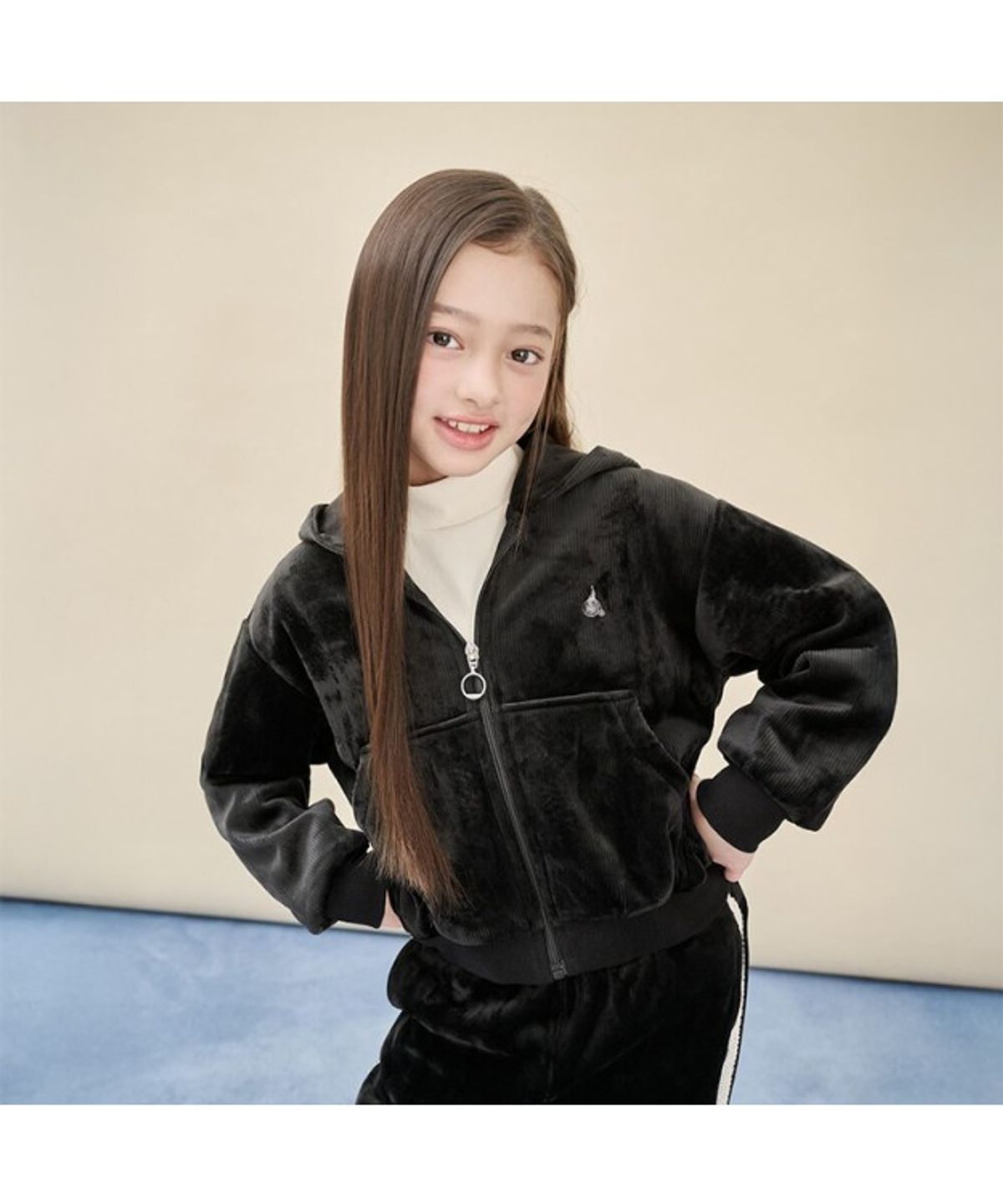 빈폴 키즈(BEANPOLE KIDS) 여아 골벨로아 집업&와이드 팬츠 상하 세트  블랙 (BI5941G045)