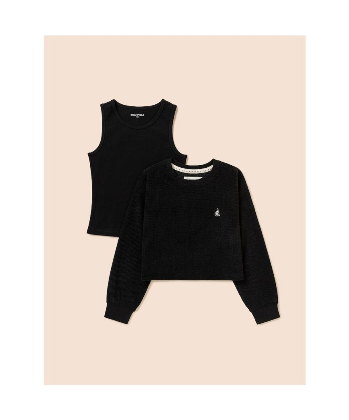 빈폴 키즈(BEANPOLE KIDS) 골벨로아 크롭 스웨트 셔츠 &민소매 티셔츠 상상SET  블랙 (BI5941G065)