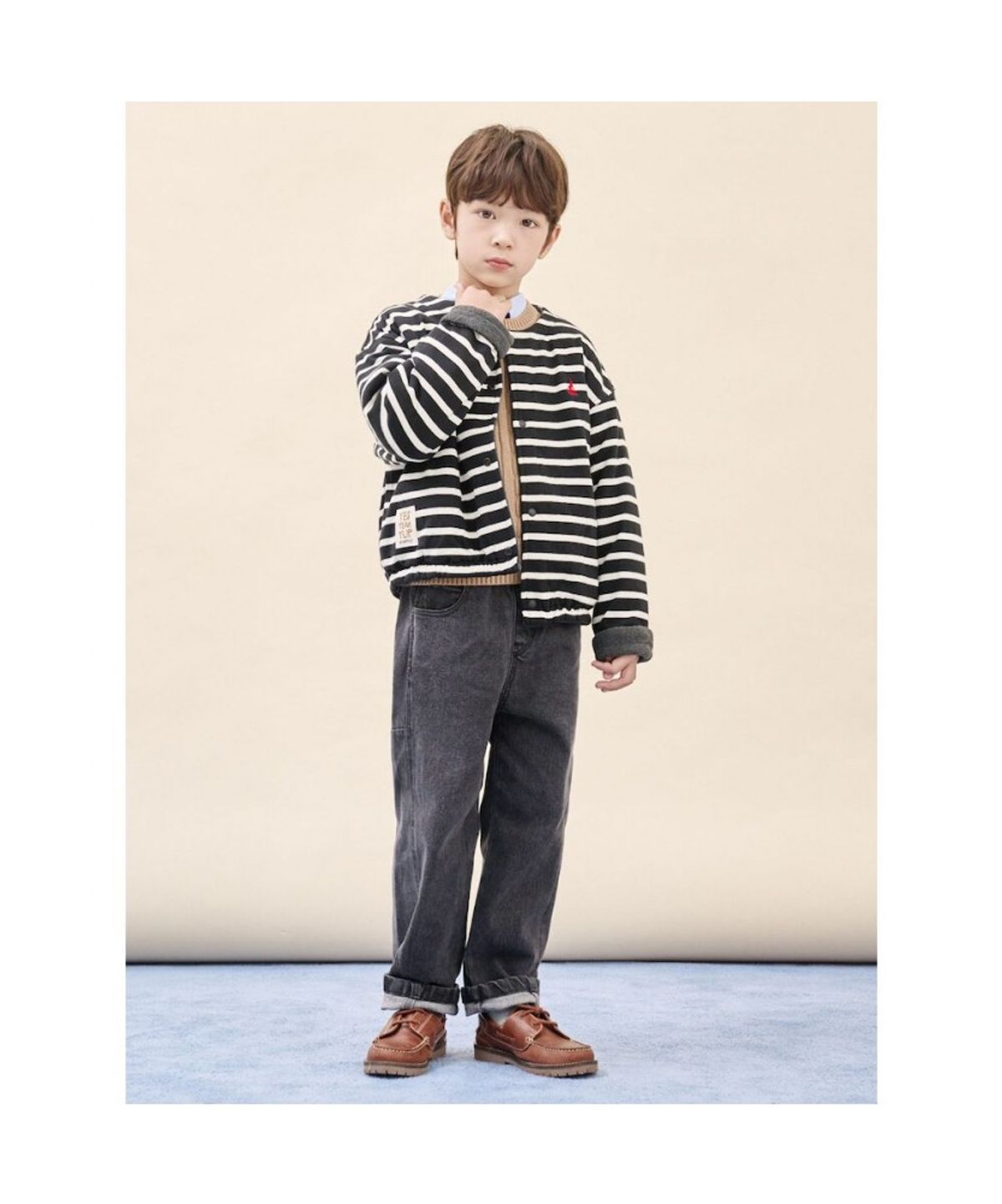 빈폴 키즈(BEANPOLE KIDS) 리버시블 스트라이프 플리스 버튼업 재킷  블랙 (BI5941U055)