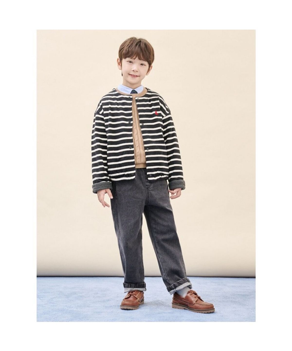 빈폴 키즈(BEANPOLE KIDS) 리버시블 스트라이프 플리스 버튼업 재킷  블랙 (BI5941U055)